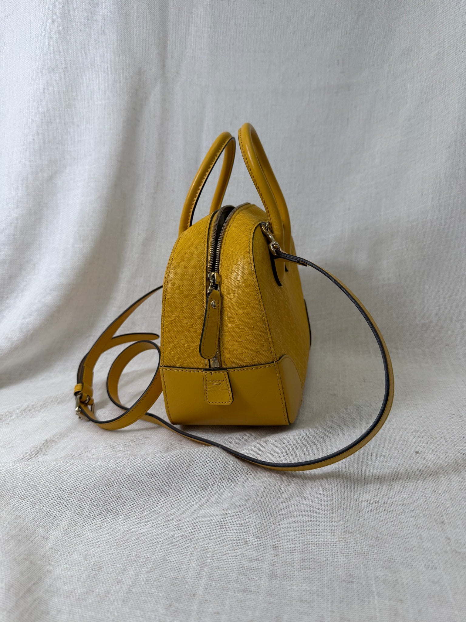 Gucci Yellow Diamante Leather Convertible Boston Bag