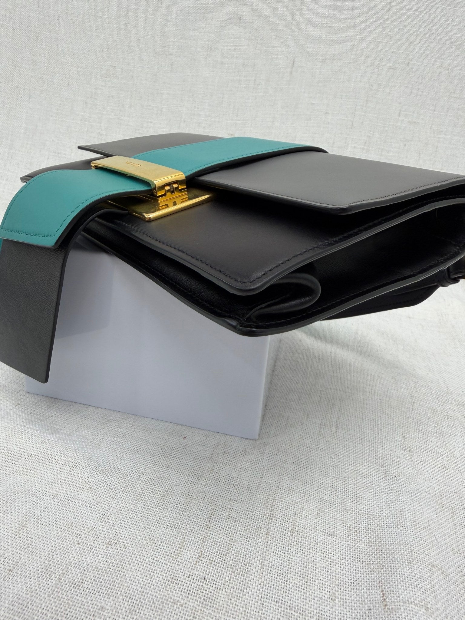 Prada Tricolor Leather Ribbon Flap Shoulder Bag