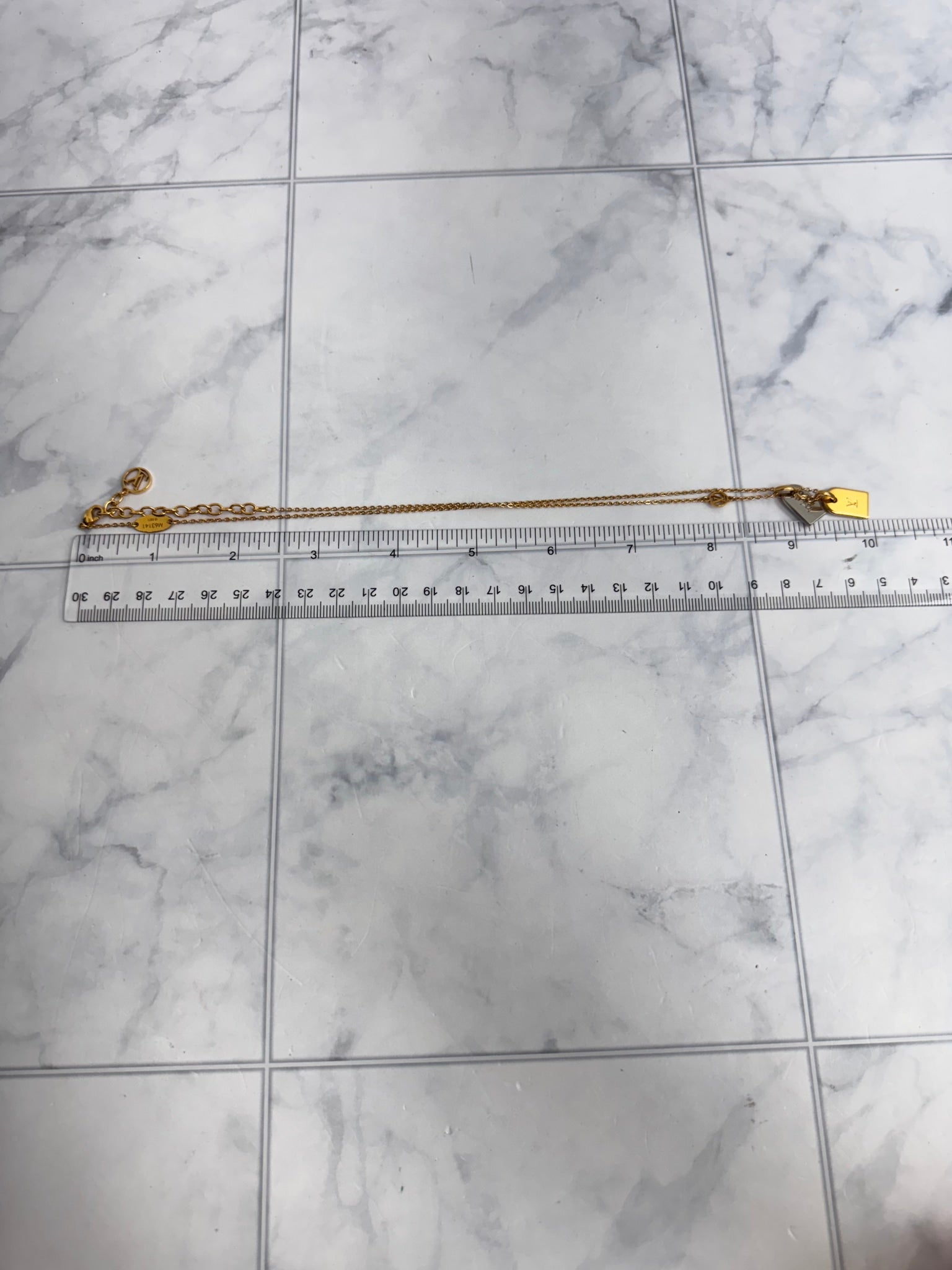 Louis Vuitton Two Tone Nanogram Name Tag Pendant Necklace