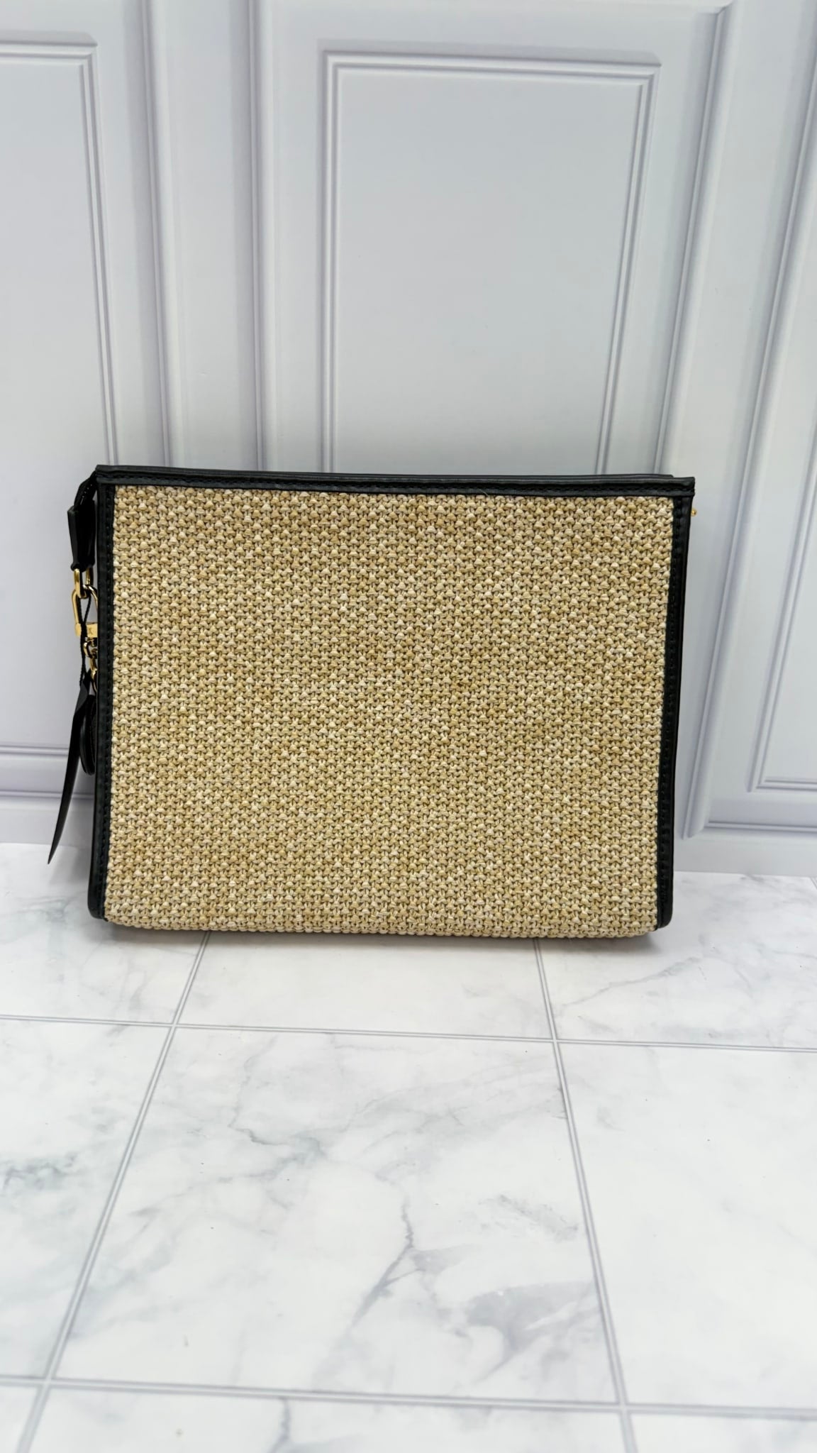 Louis Vuitton Raffia & Black Leather Toiletry 26 Pouch on a Chain