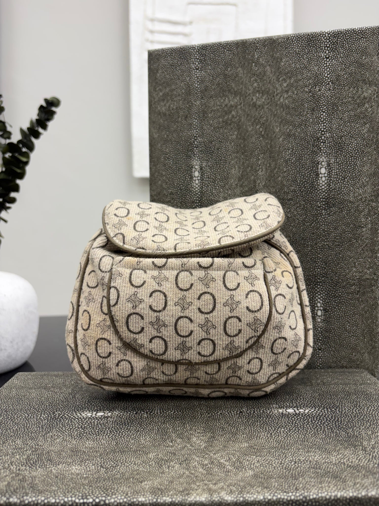 Celine Beige Cotton Baby Backpack 