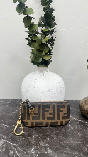 Fendi Brown Canvas Zucca Key Cles