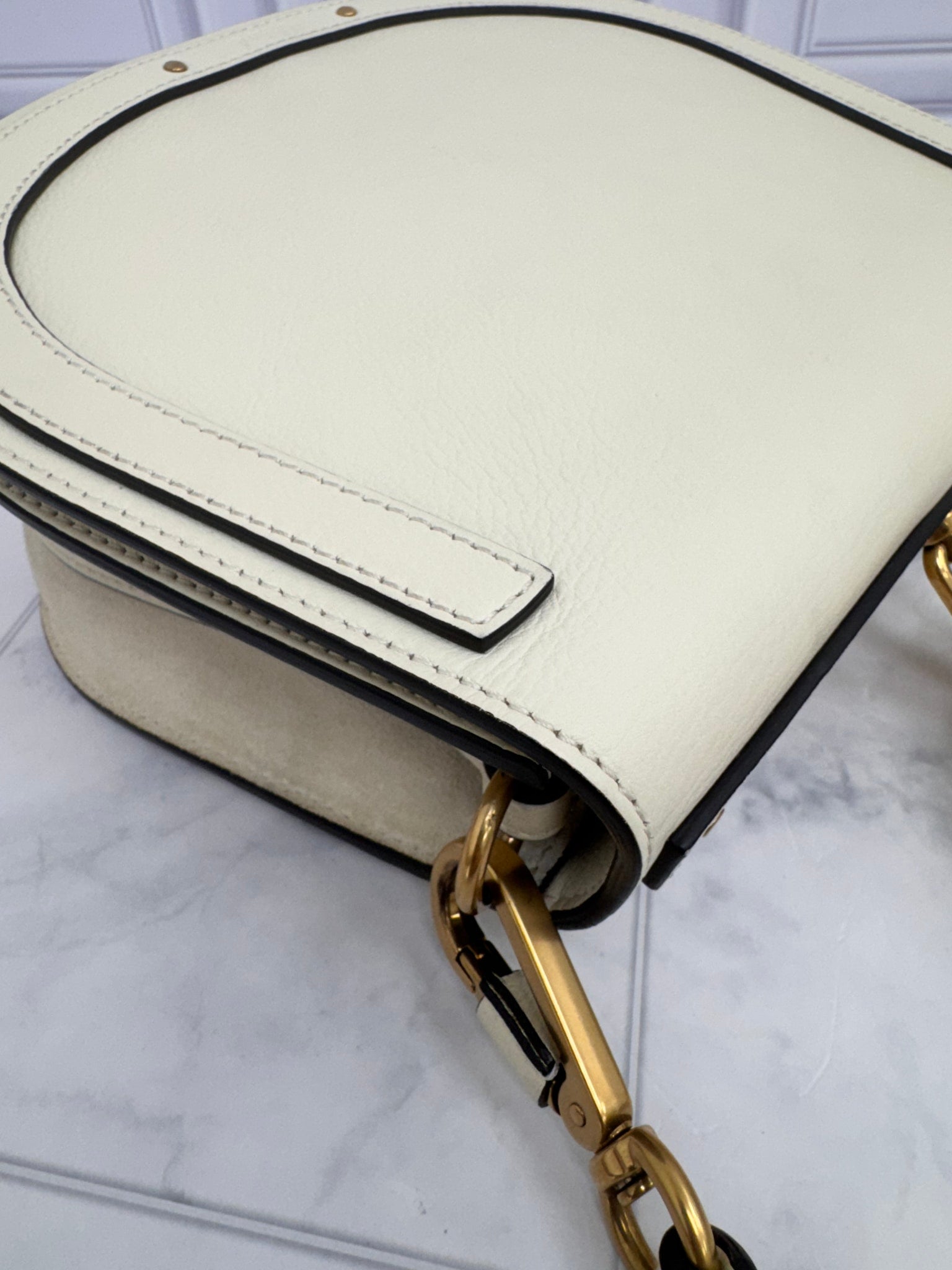 Chloe White Leather Medium Nile Crossbody Bag
