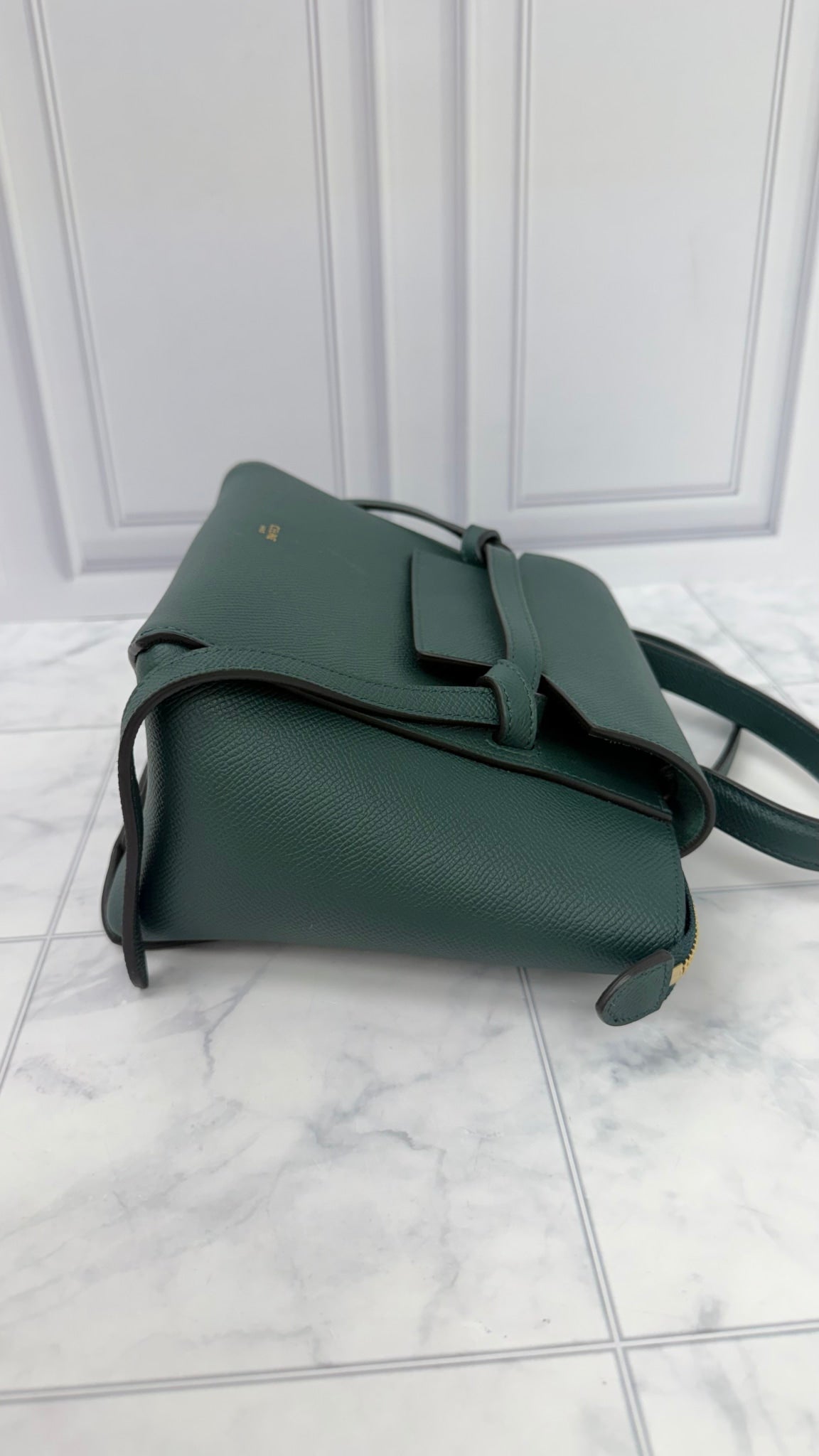 Celine Green Grained Leather Nano Belt Bag