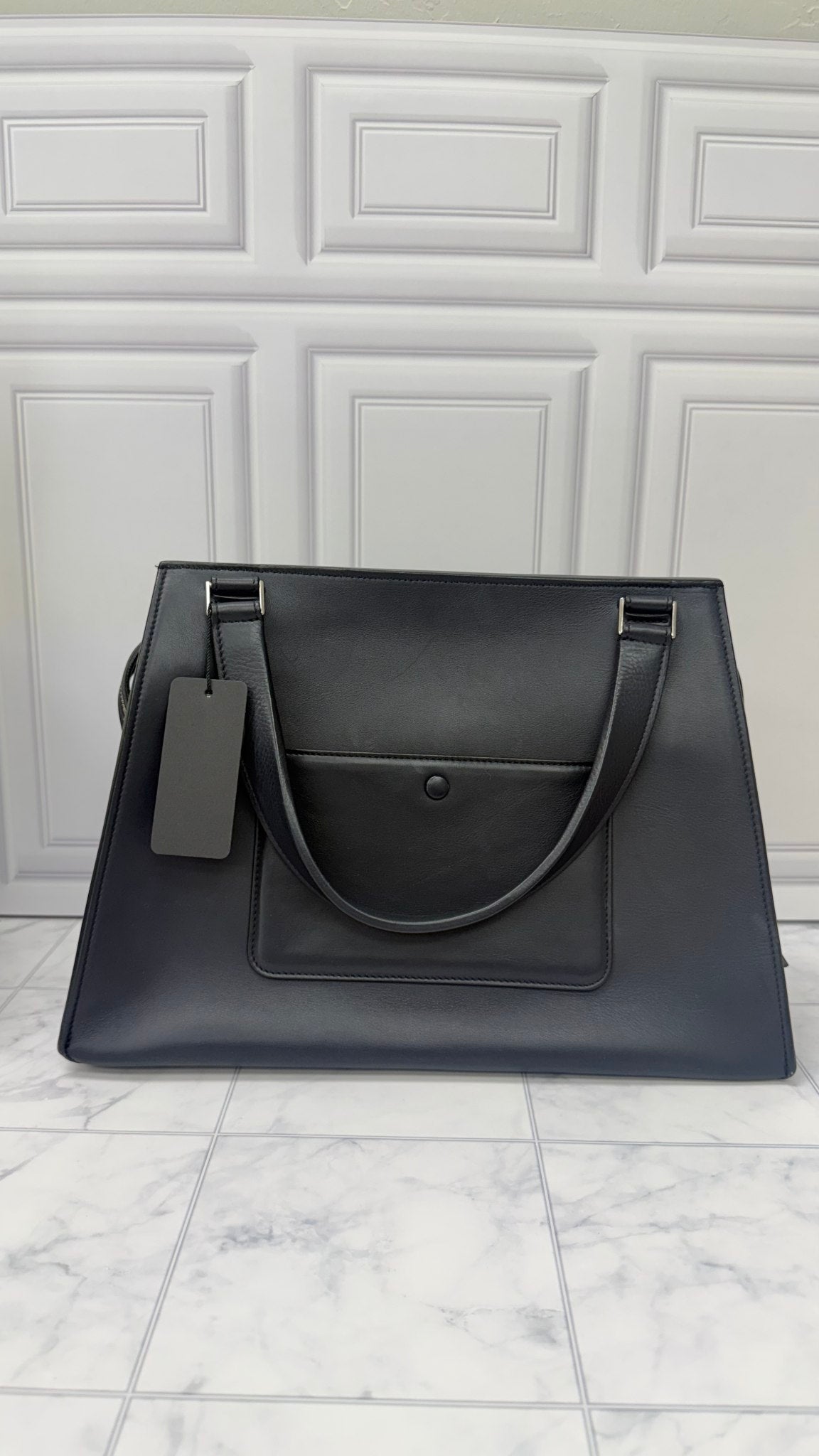 Celine Blue Leather Top Handle Handbag