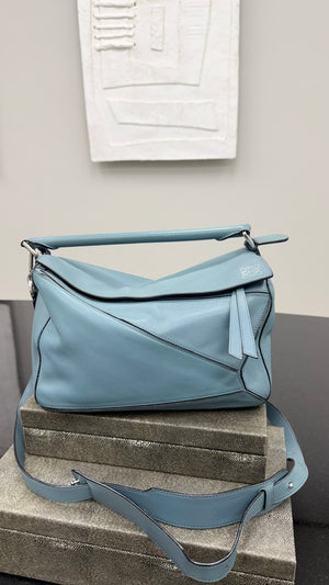 Loewe Teal Leather Puzzle 2Way Bag