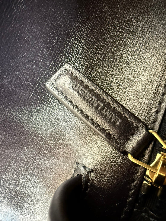 BRAND NEW- Saint Laurent YSL Cream & Navy Monogram All Over Medium Satchel Bag