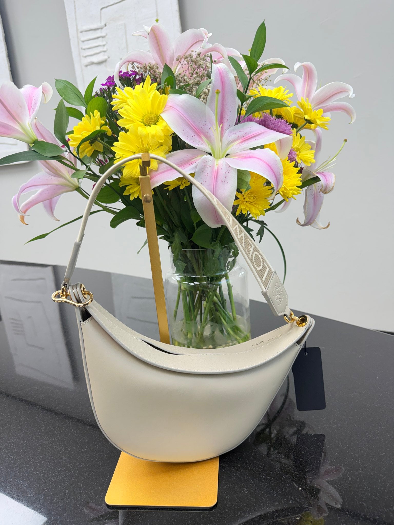 Loewe Beige Leather Small Luna Shoulder Bag 