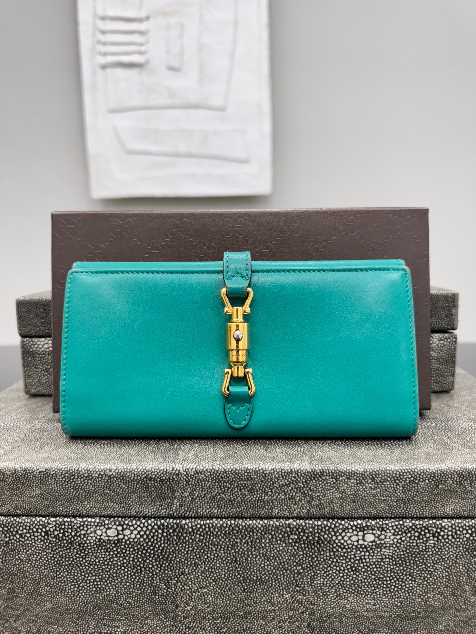 Gucci Teal Leather Jackie Long Wallet
