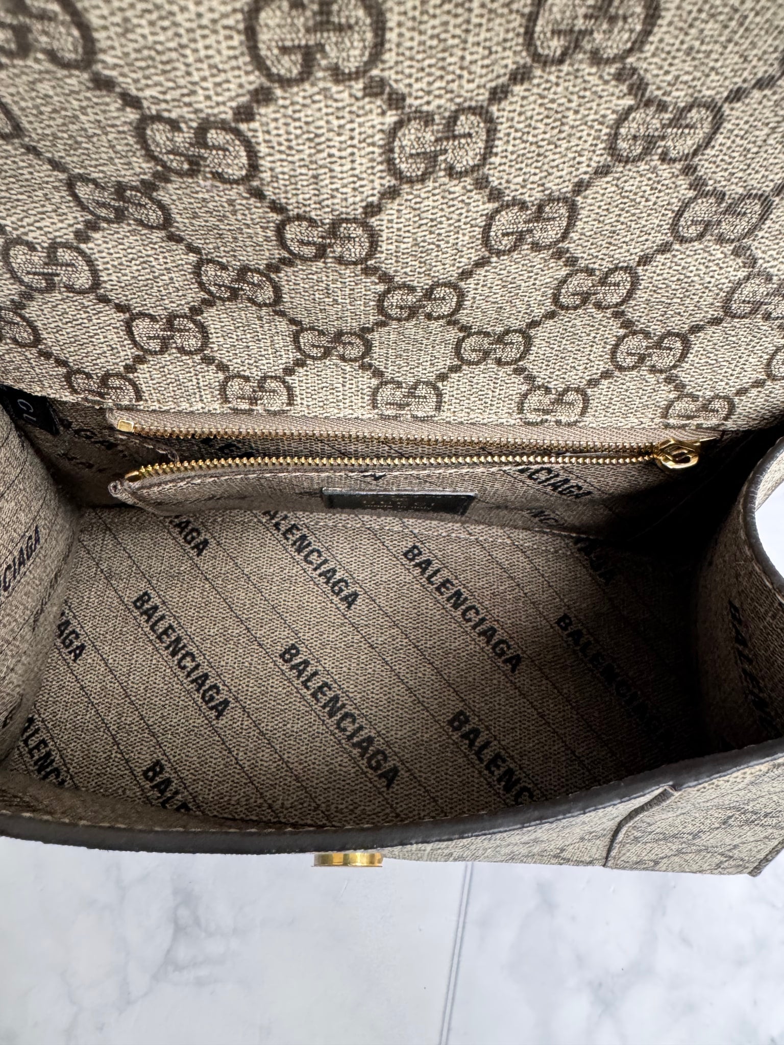 Gucci x Balenciaga GG Supreme Hour Glass 2Way Bag
