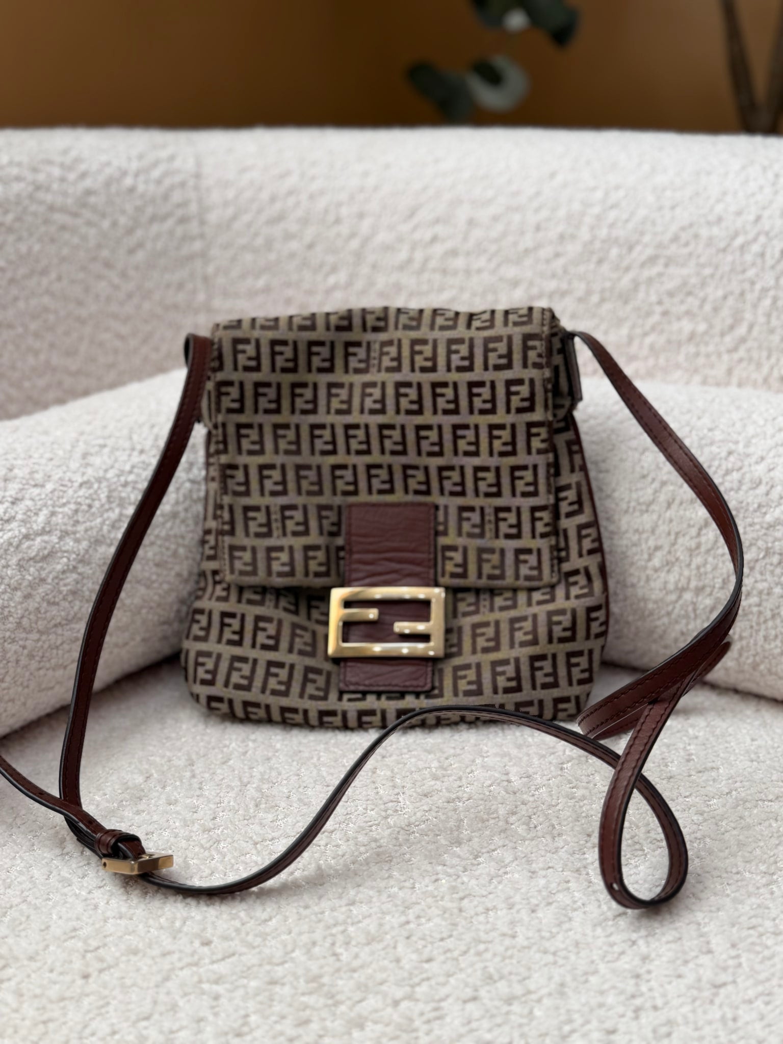 Fendi Brown Zucchino Canvas Crossbody