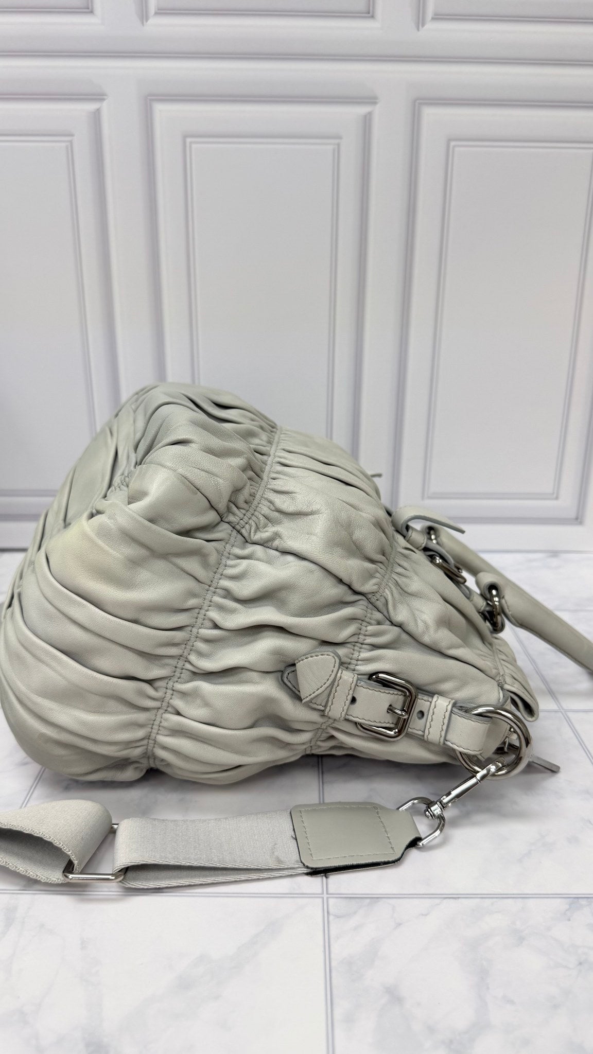 Prada Grey Nappa Leather Gaufre Bag