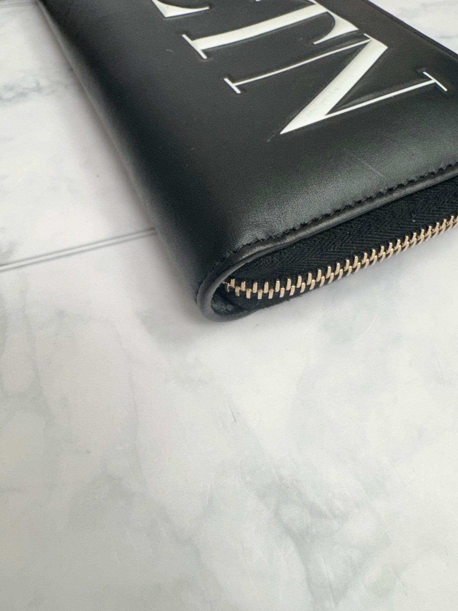 Valentino Black Leather Long Zippy Wallet