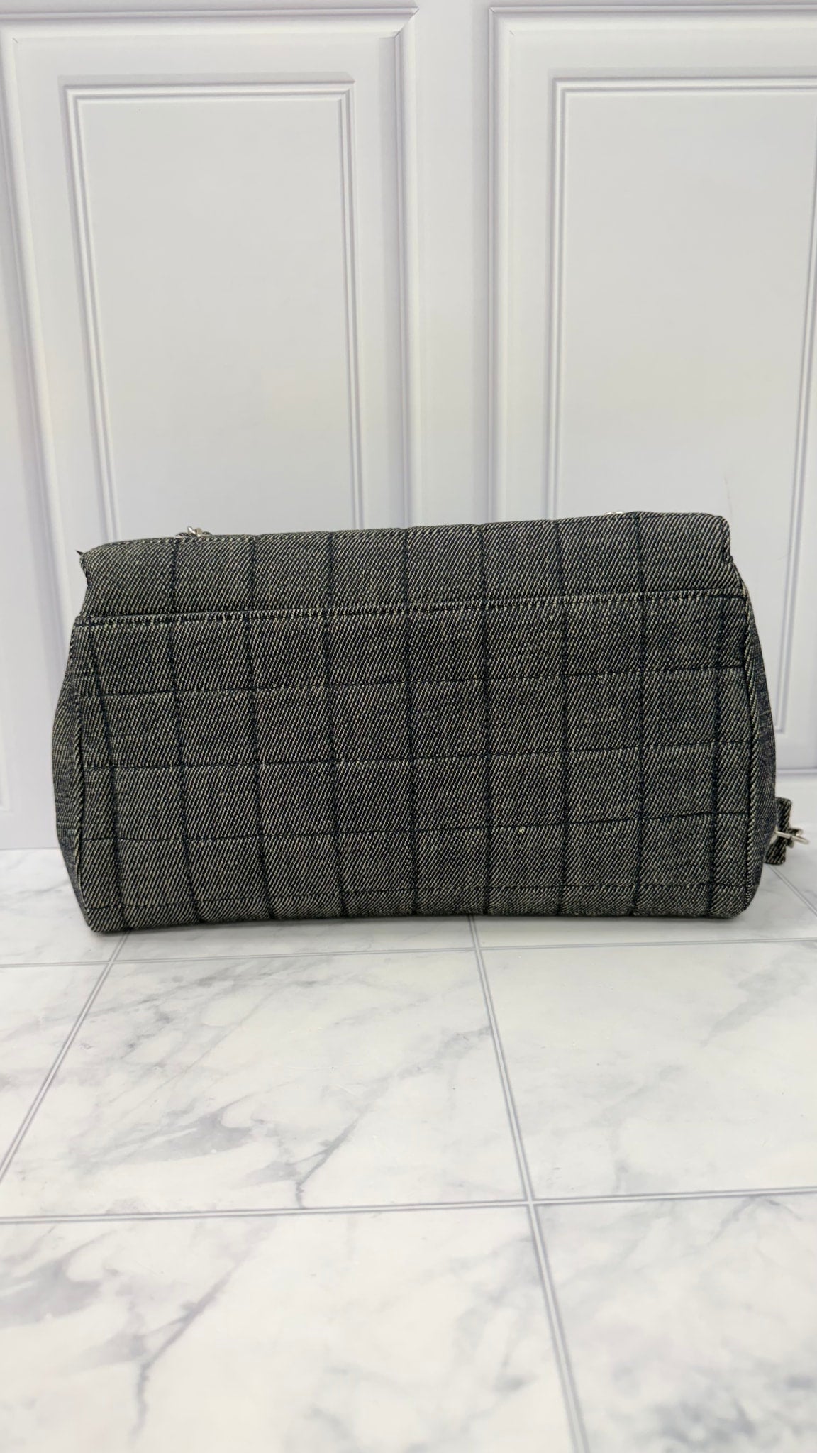 Chanel Grey Denim Chocolate Bar Flap Bag
