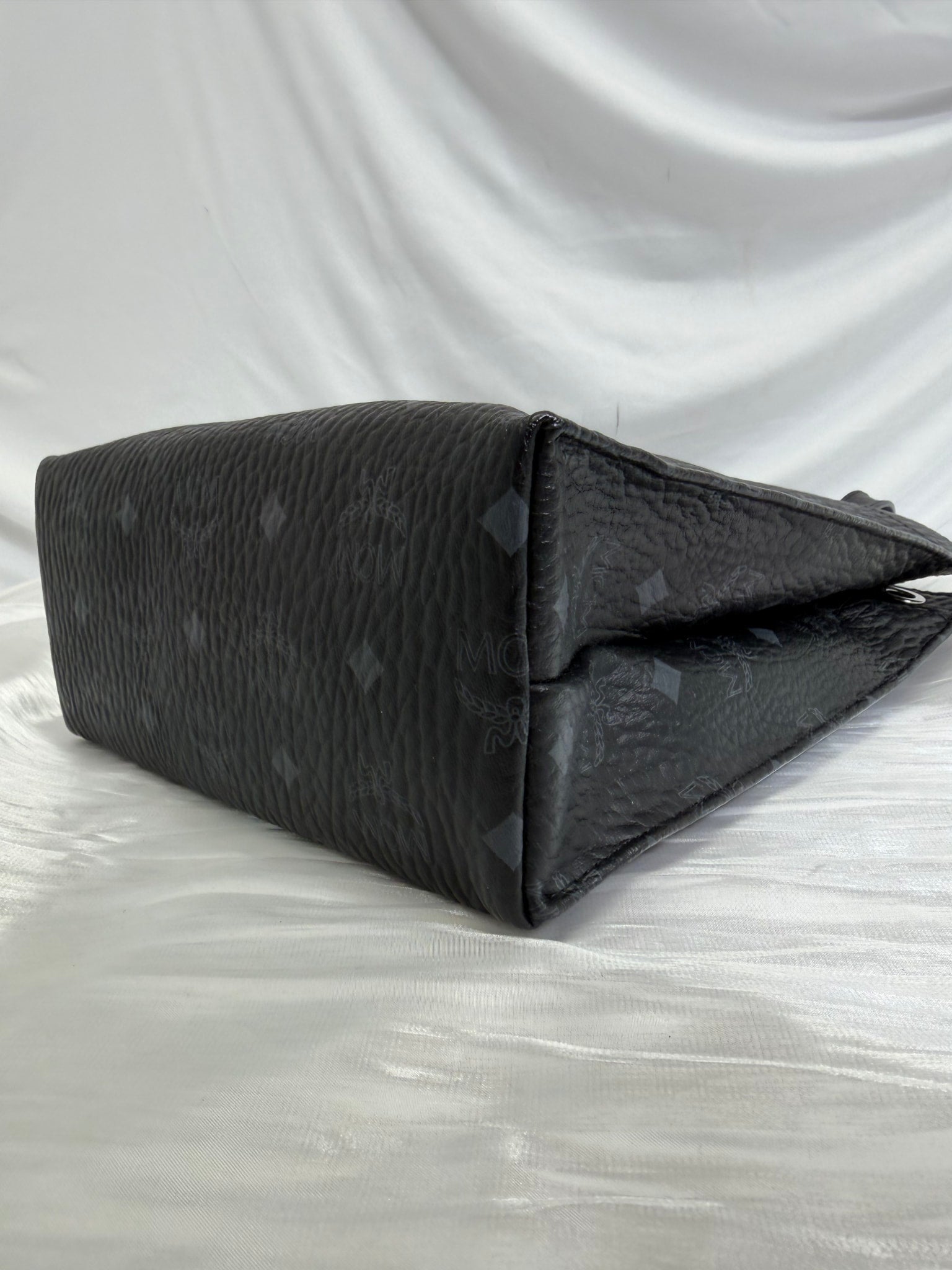 MCM Visetos Black Leather Tote Bag