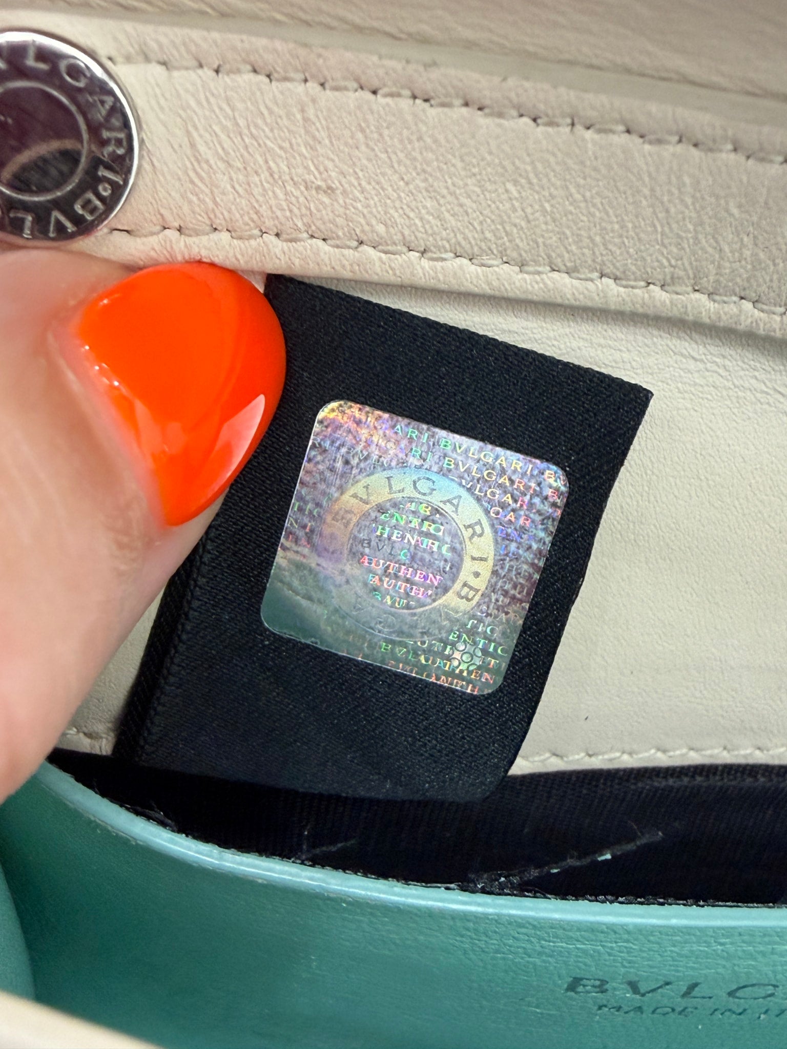 Bvlgari Cream Calfskin Diamond Blast Serpenti Mini Crossbody