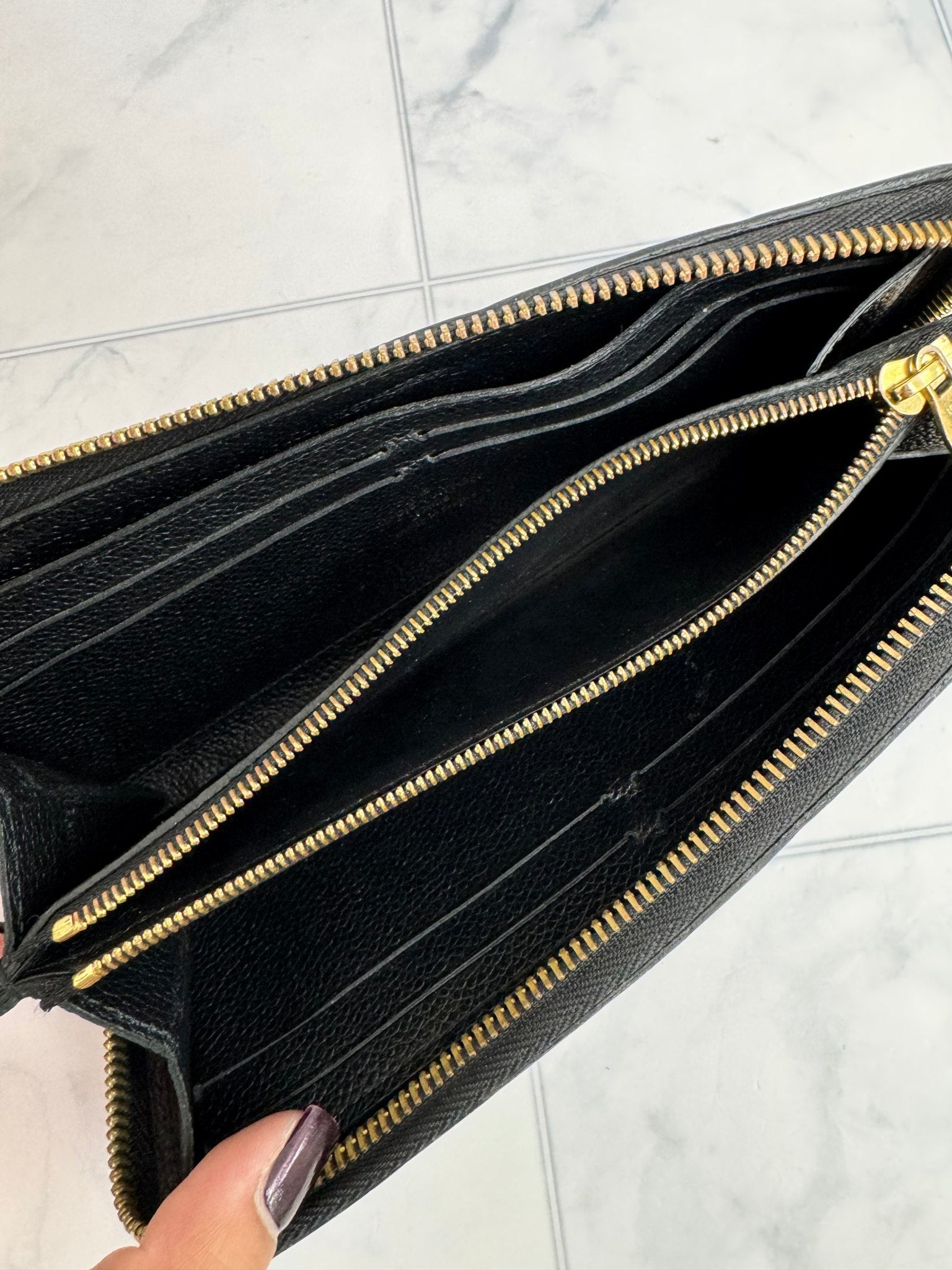 Louis Vuitton Black Empreinte Monogram Clemence Long Zippy Wallet