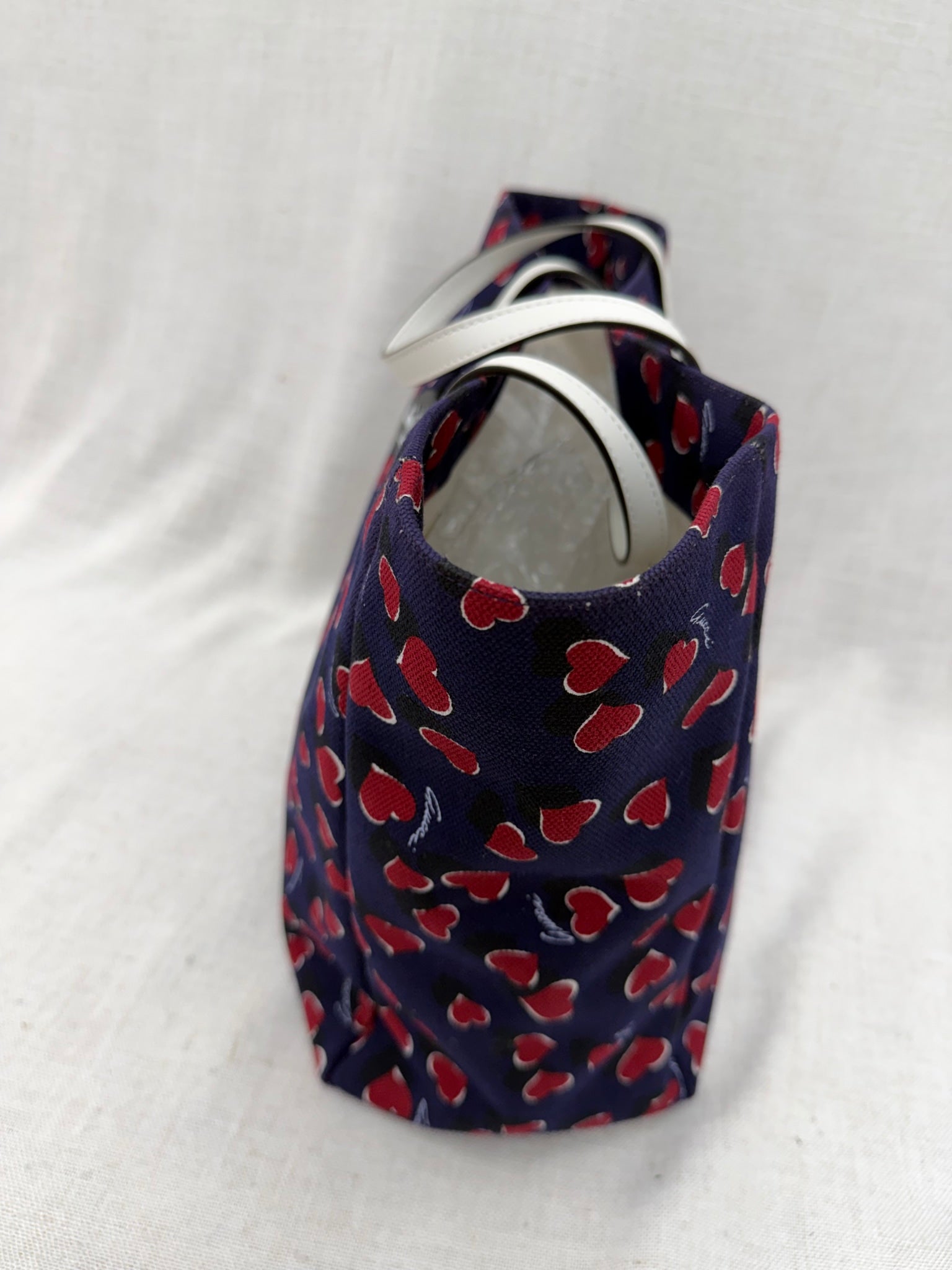 Gucci Navy & Red Heart Canvas Shoulder Tote