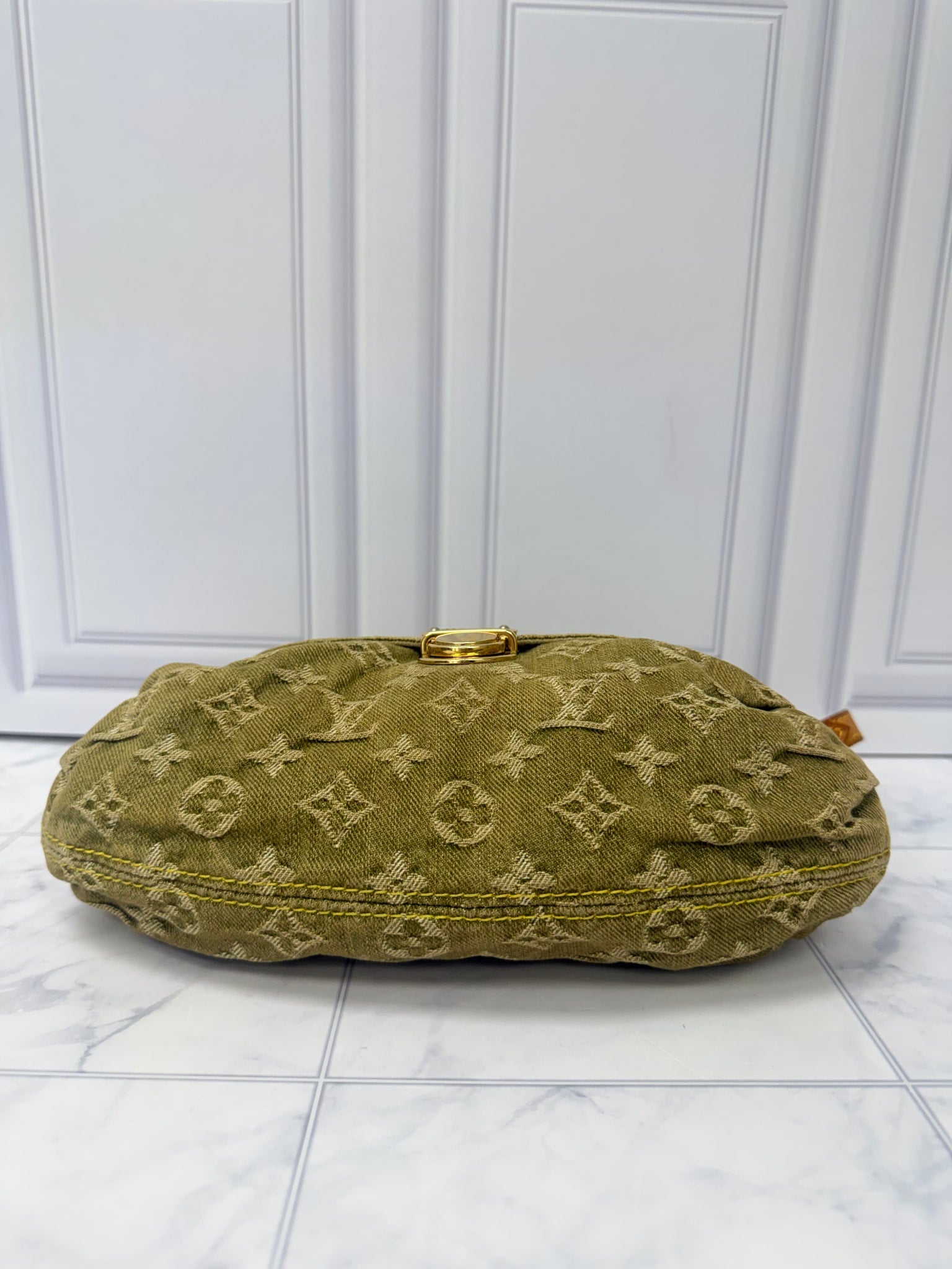 Louis Vuitton Green Denim Monogram Mini Pleaty Shoulder Bag