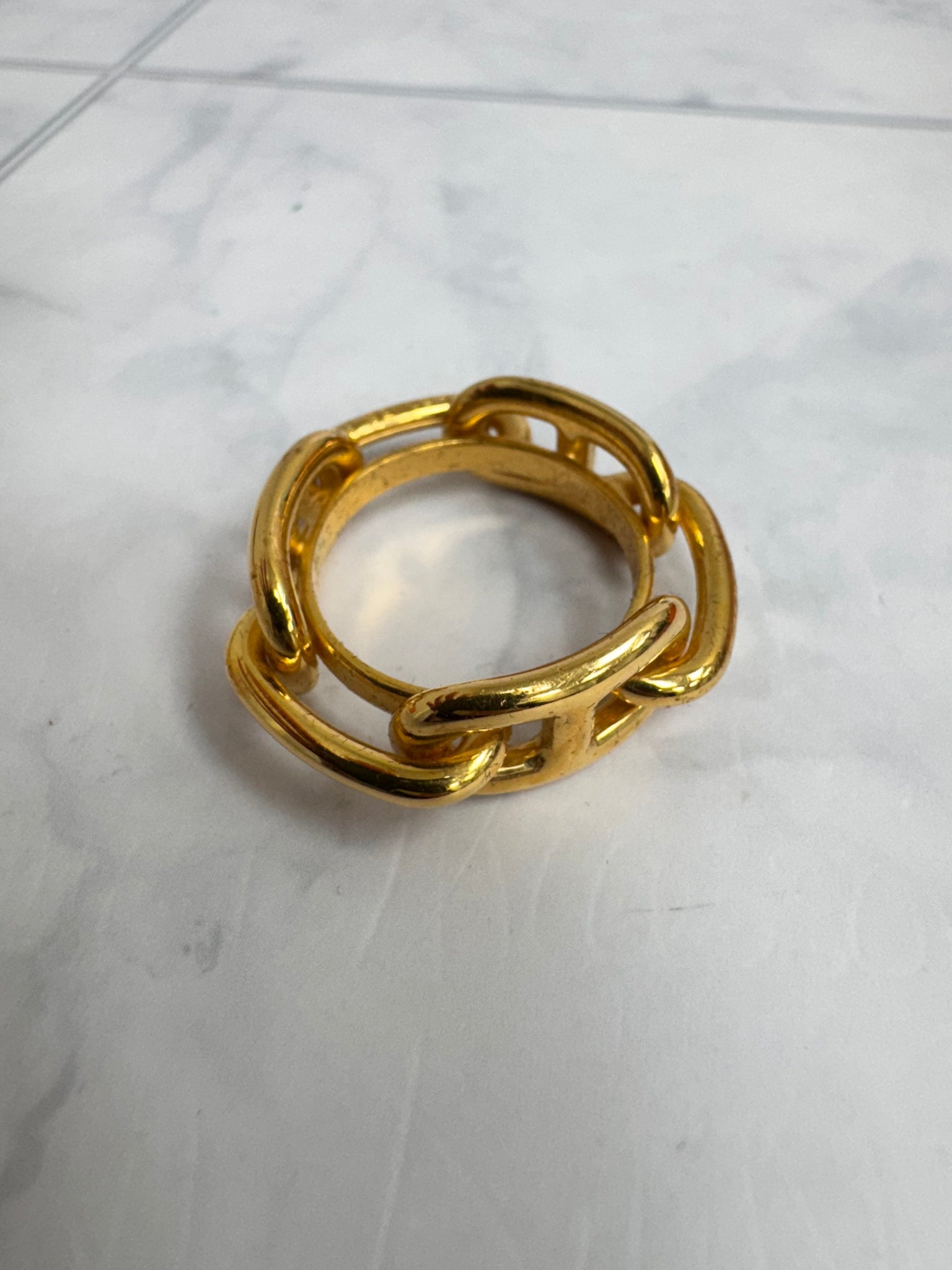 Hermes Gold Regate Chaine D'Ancre Scarf Ring