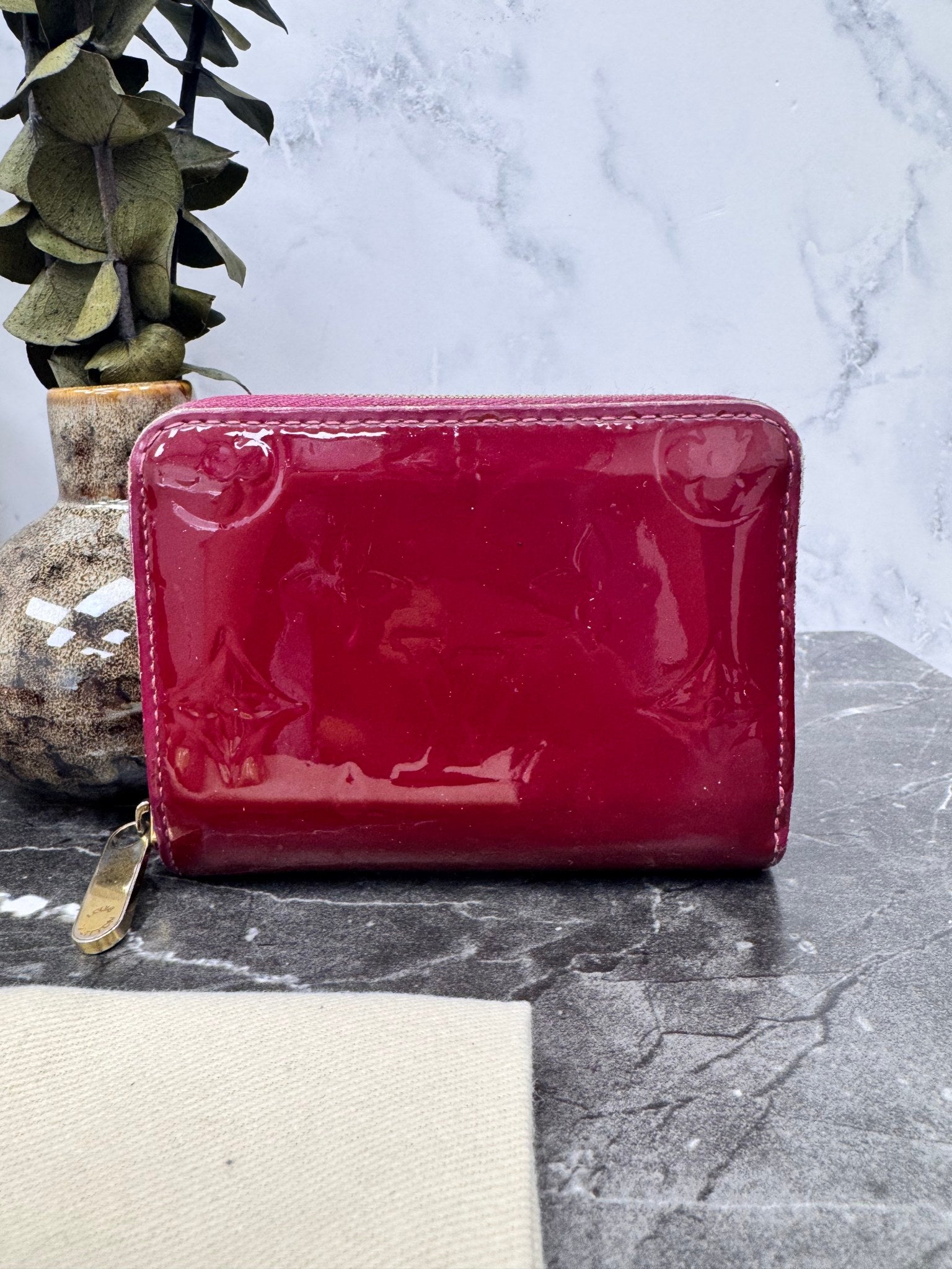 Louis Vuitton Burgundy Monogram Vernis Compact Zippy Wallet