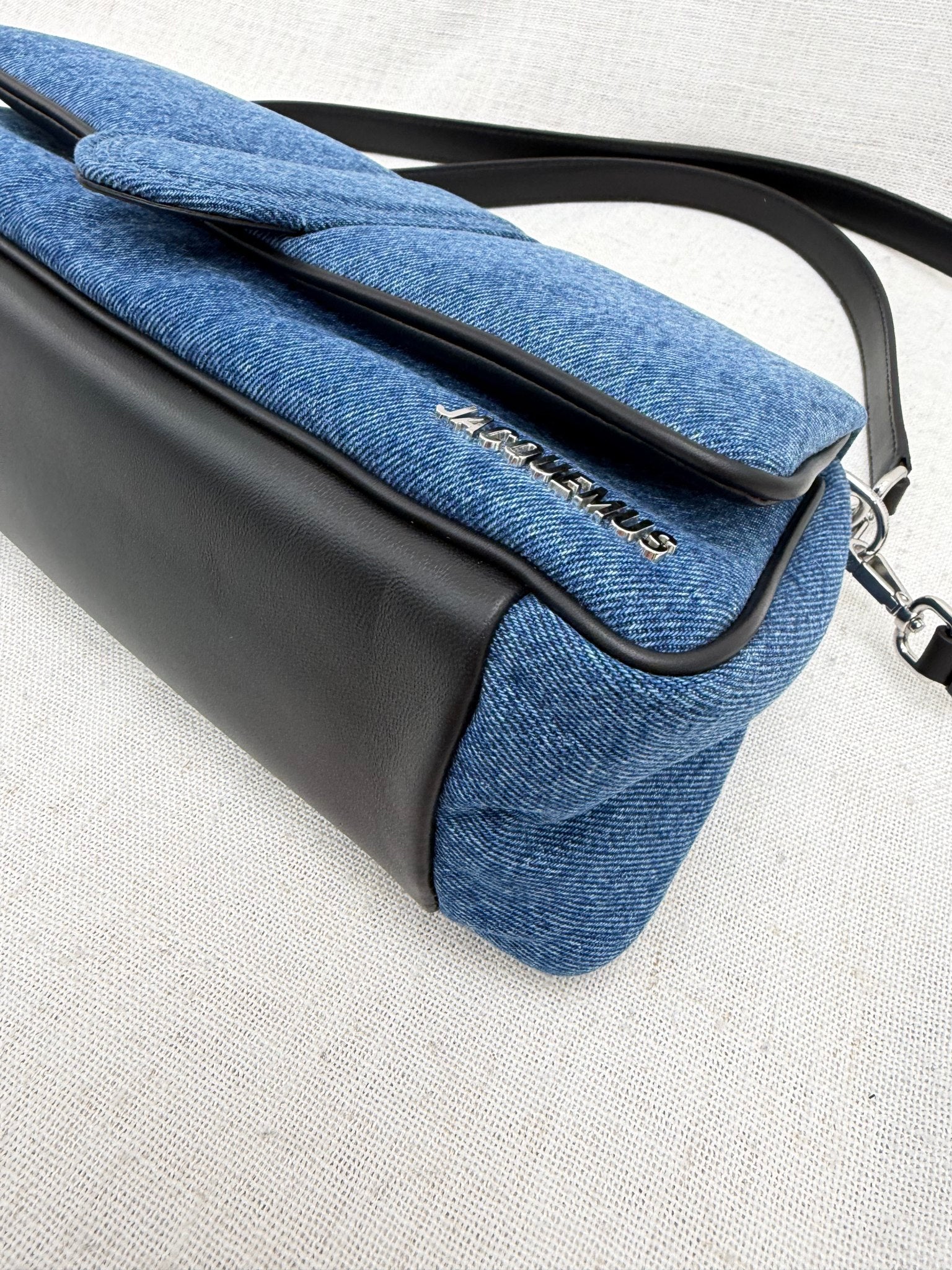 LIKE NEW - Jacquemes Denim & Black Leather Le Bambimou 2Way Bag
