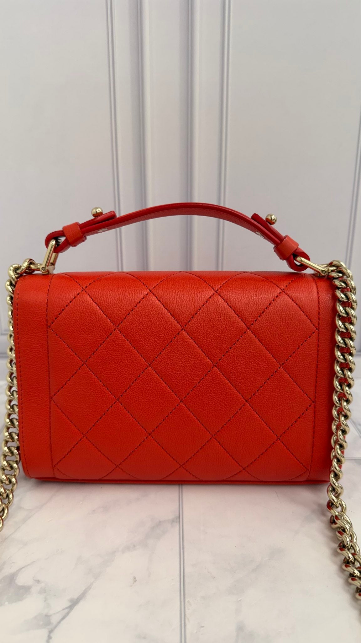 Chanel Vibrant Red Label Click Small Flap Bag