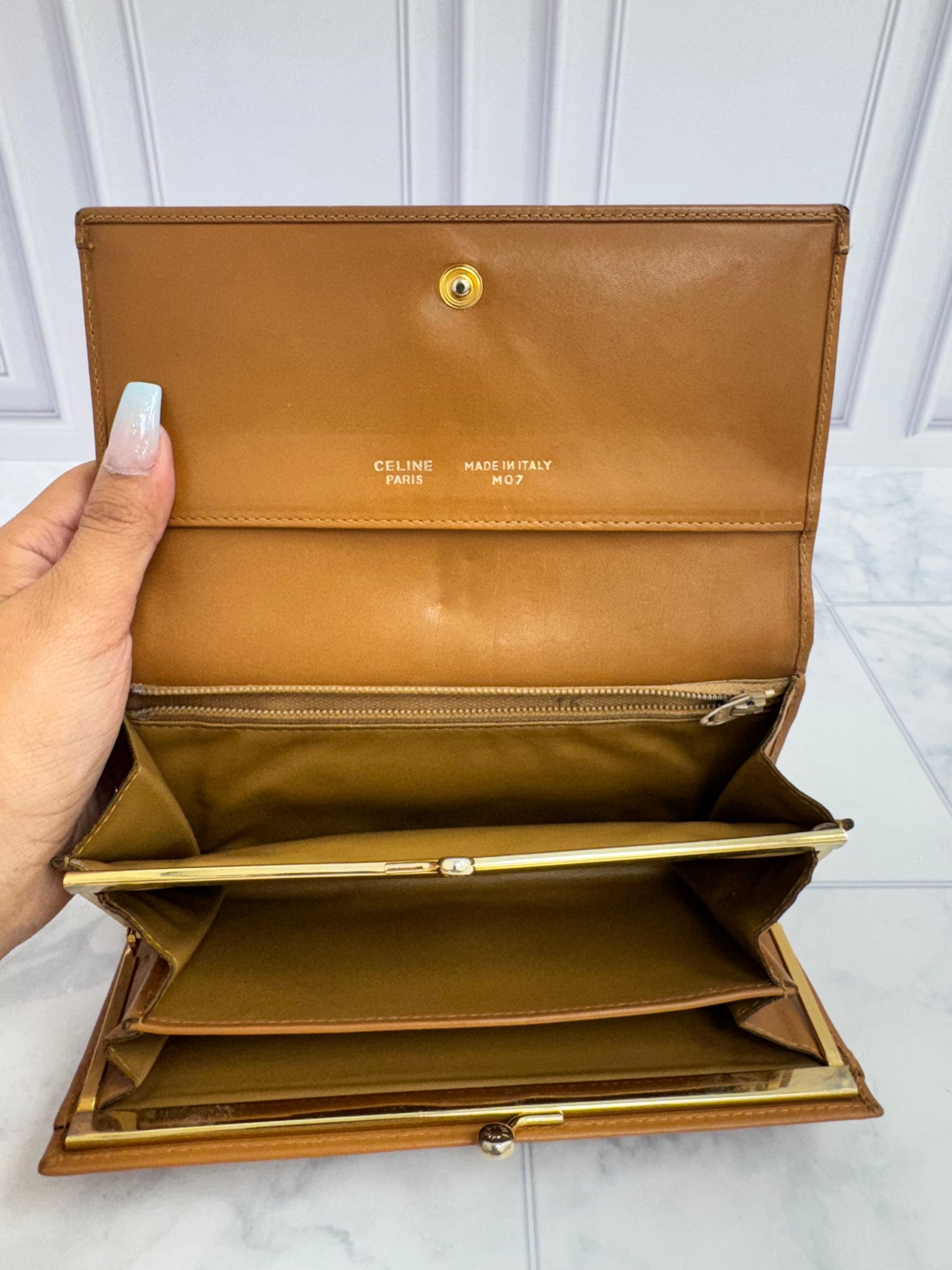 Celine Light Brown Macadam Coated Canvas Long Wallet