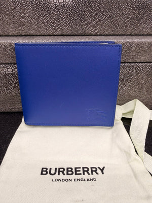 BRAND NEW Burberry Blue Leather Bifold Wallet