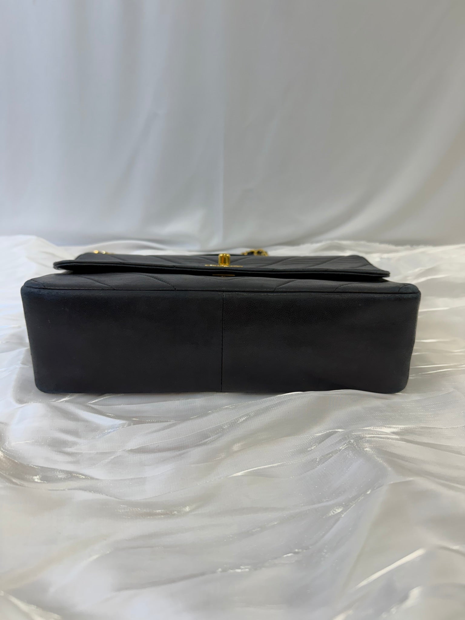 Chanel Black Lambskin Chevron Top Handle Bag