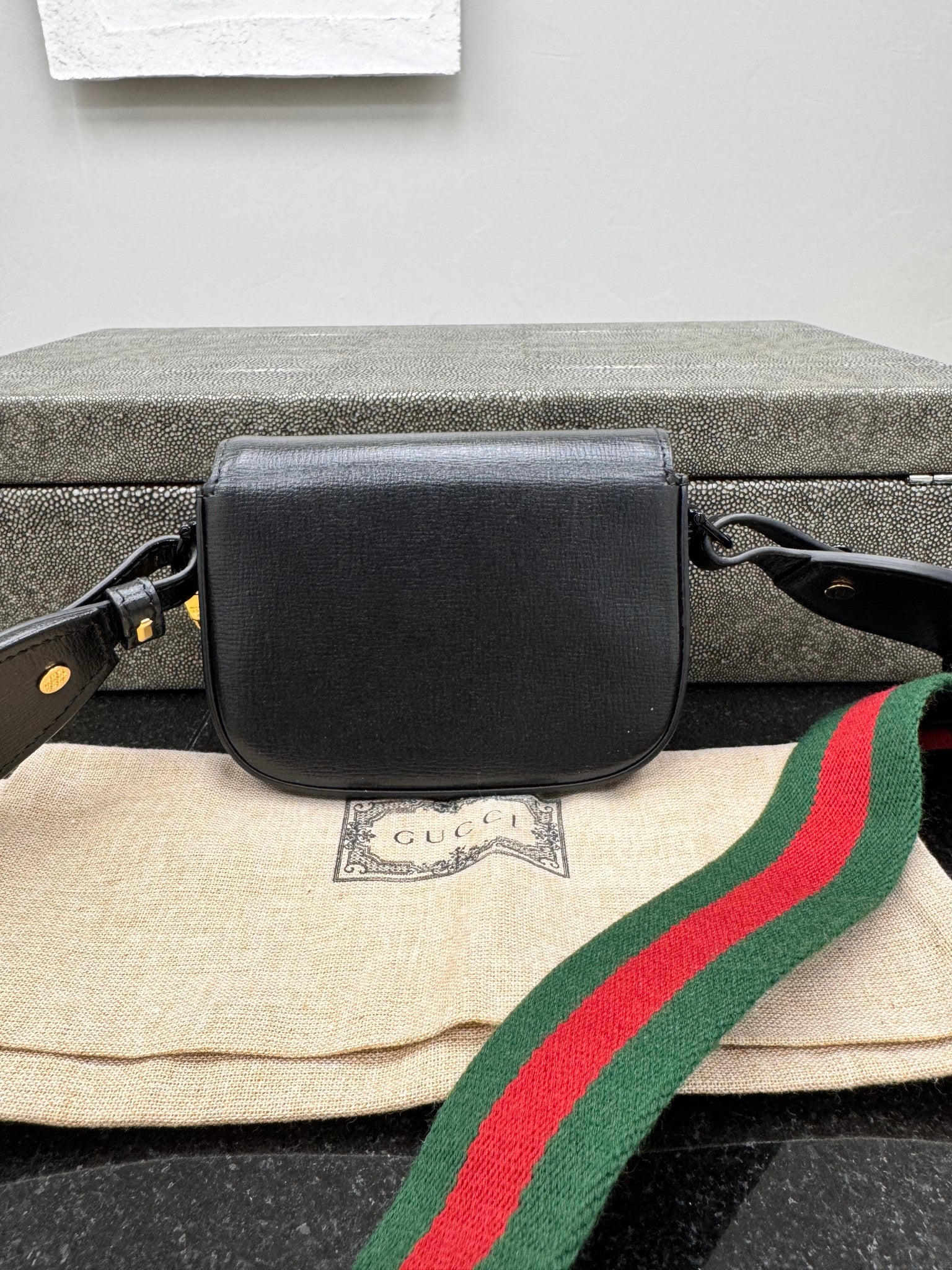 Gucci Black Calfskin Leather Horsebit 1955 Nano Bag
