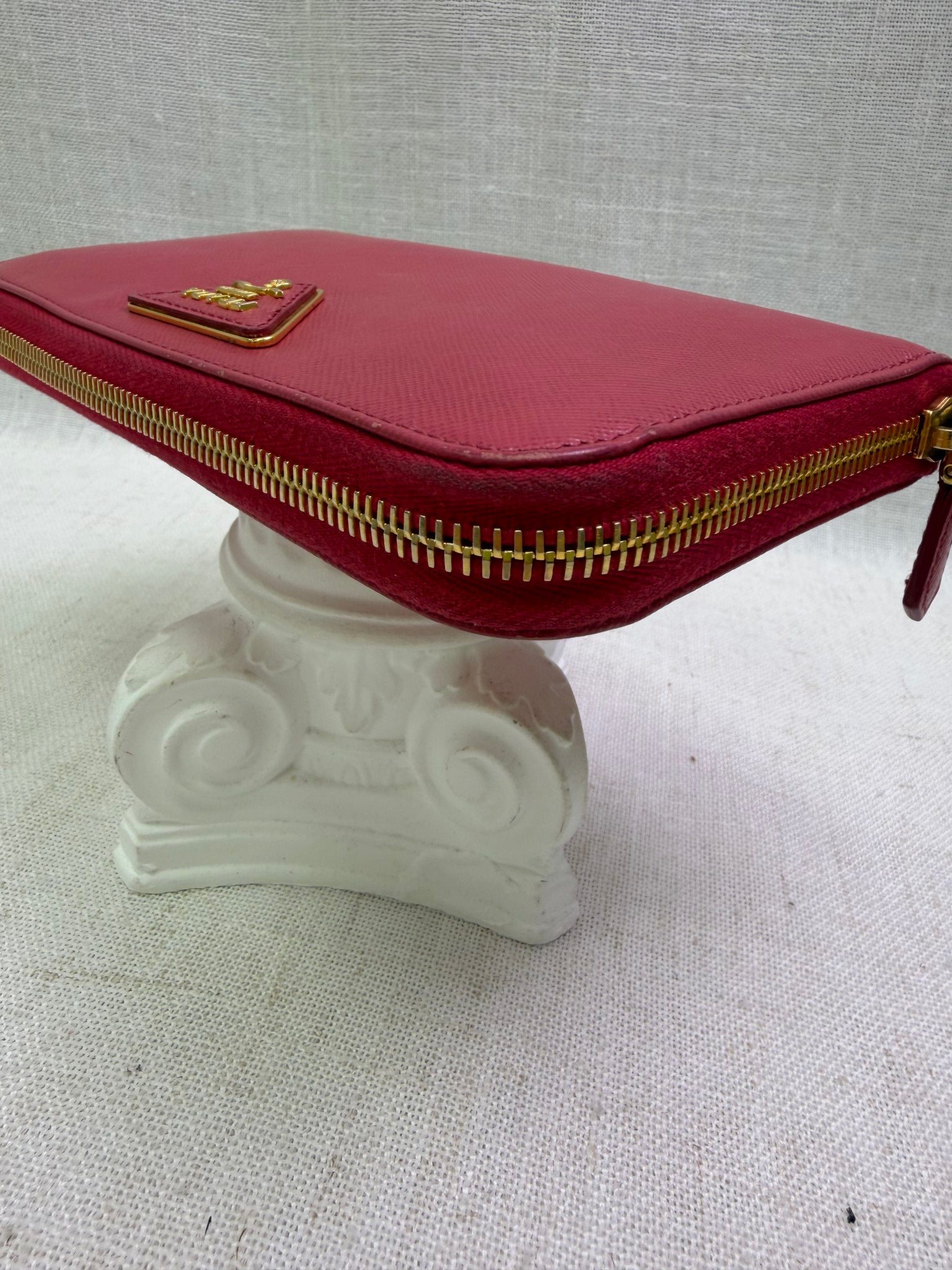 Prada Pink Saffiano Leather Zippy Wallet