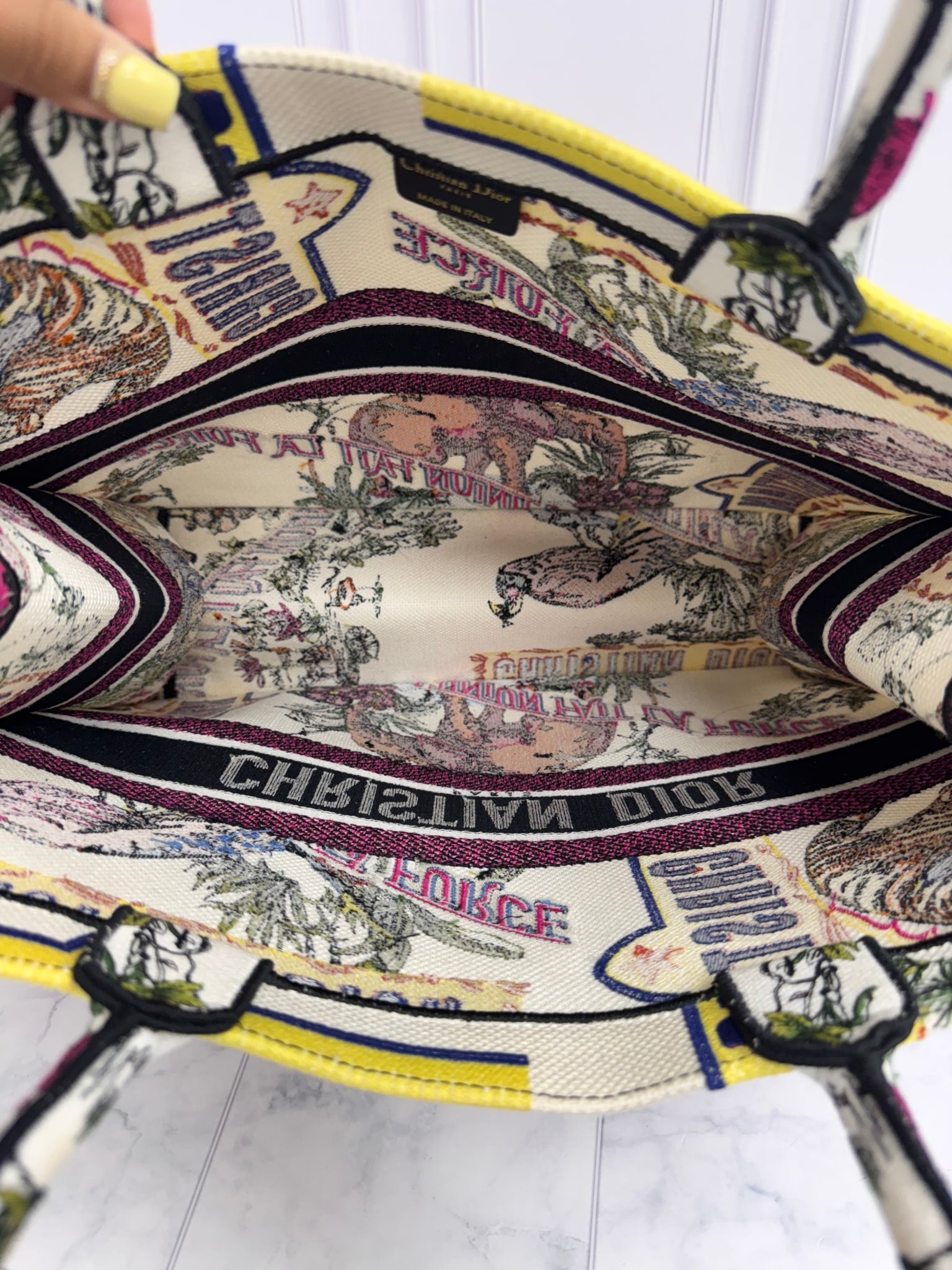Christian Dior Multicolor Canvas Animal Embroidery Large Book Tote
