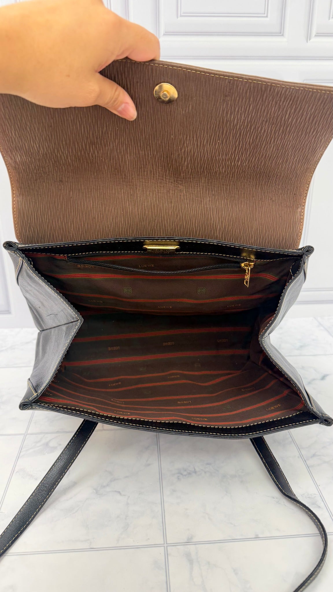 Loewe Black And Brown Leather Velazquez Twist shoulder Bag 