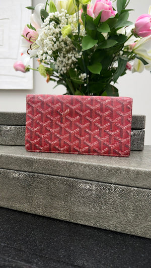 Goyard Red Goyardine Coated Canvas Richelieu Long Wallet