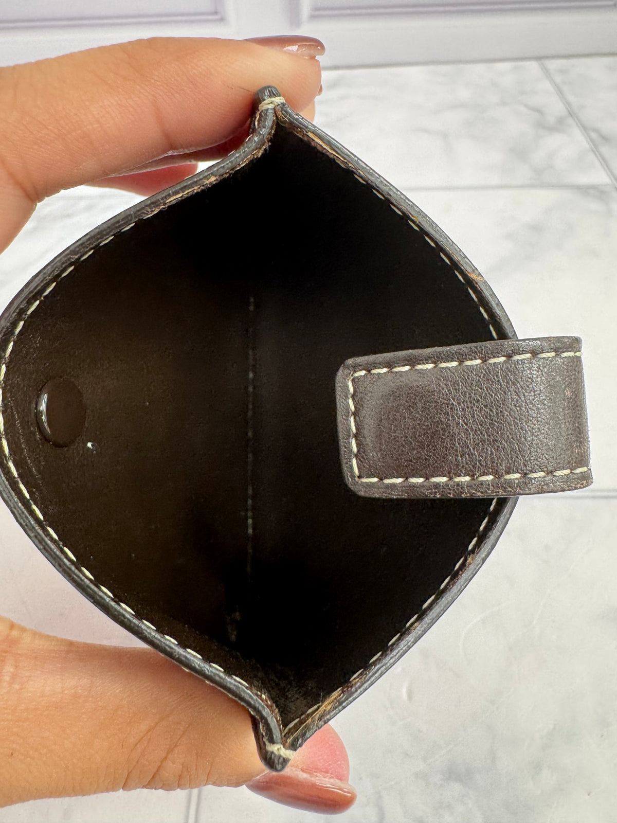 Cartier Brown Leather Snap Card Holder