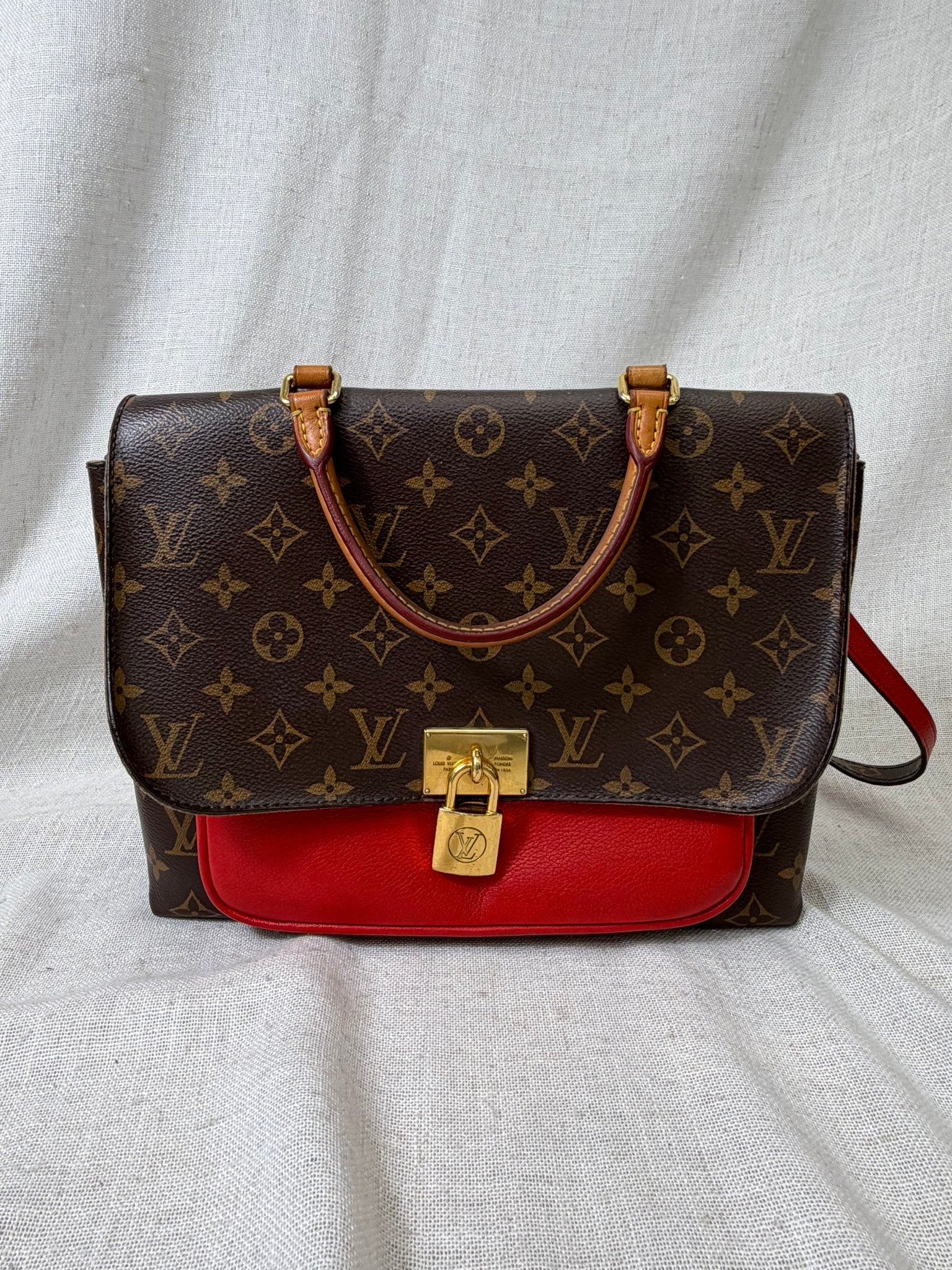 Louis Vuitton Monogram Red Leather Marignan Messenger Bag