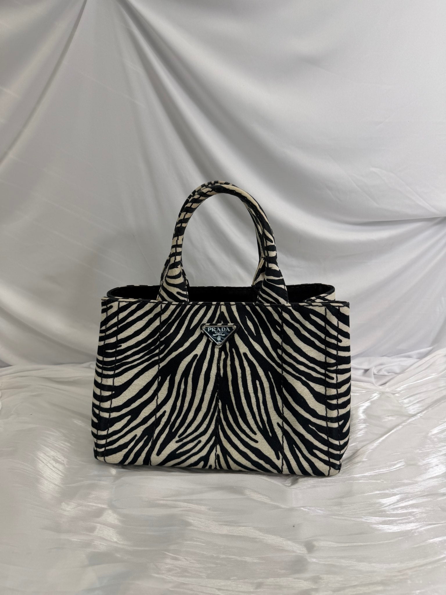 Prada Zebra Print Canvas Small Canapa Bag