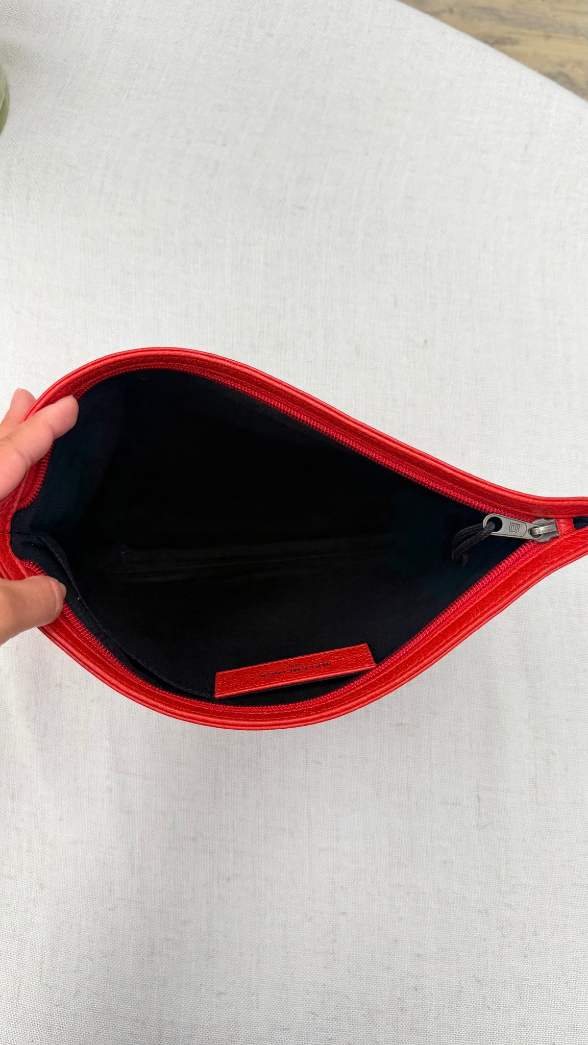 Balenciaga Red Grained Leather Clutch