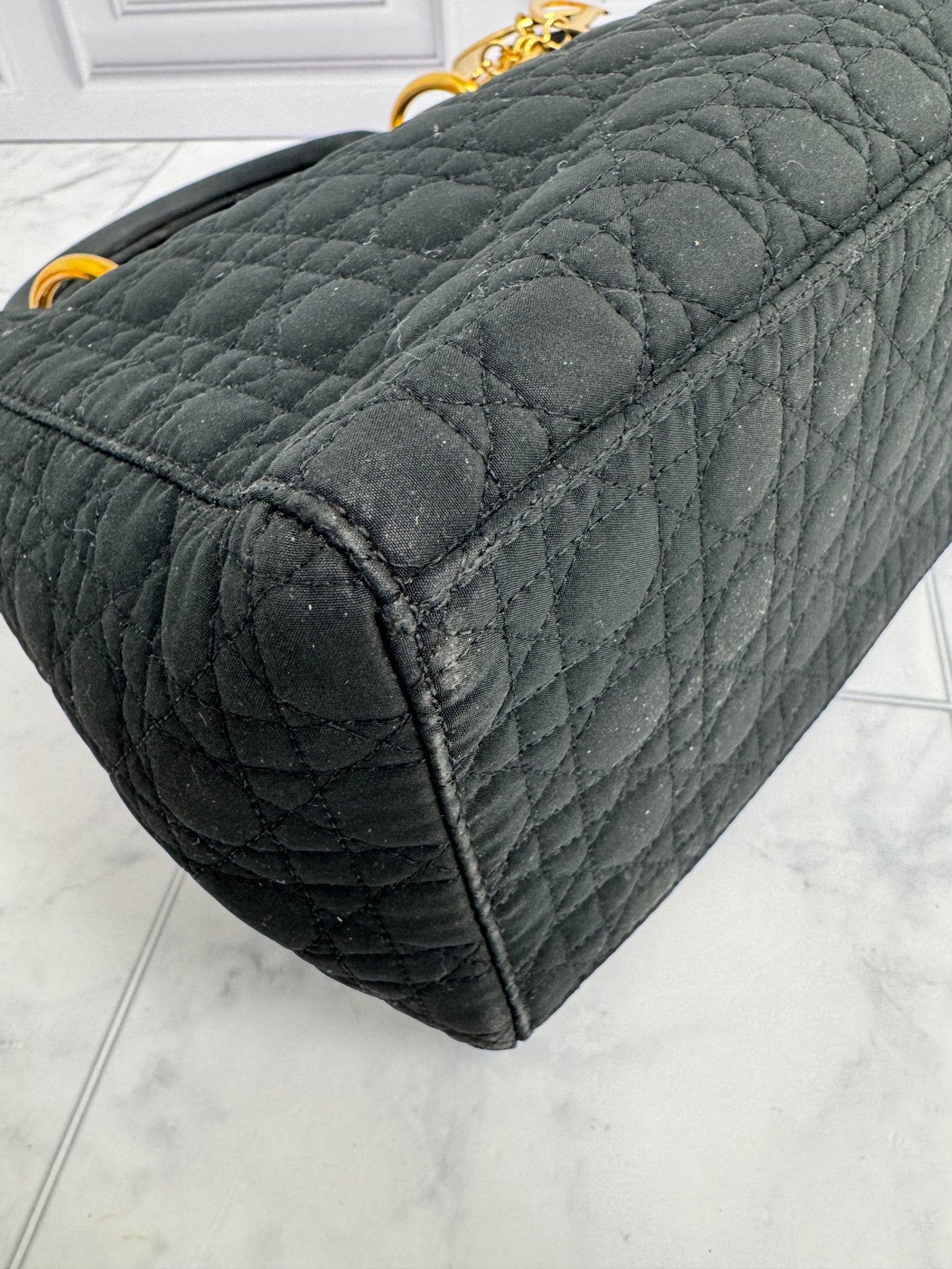 Christian Dior Black Quilted Cannage Canvas