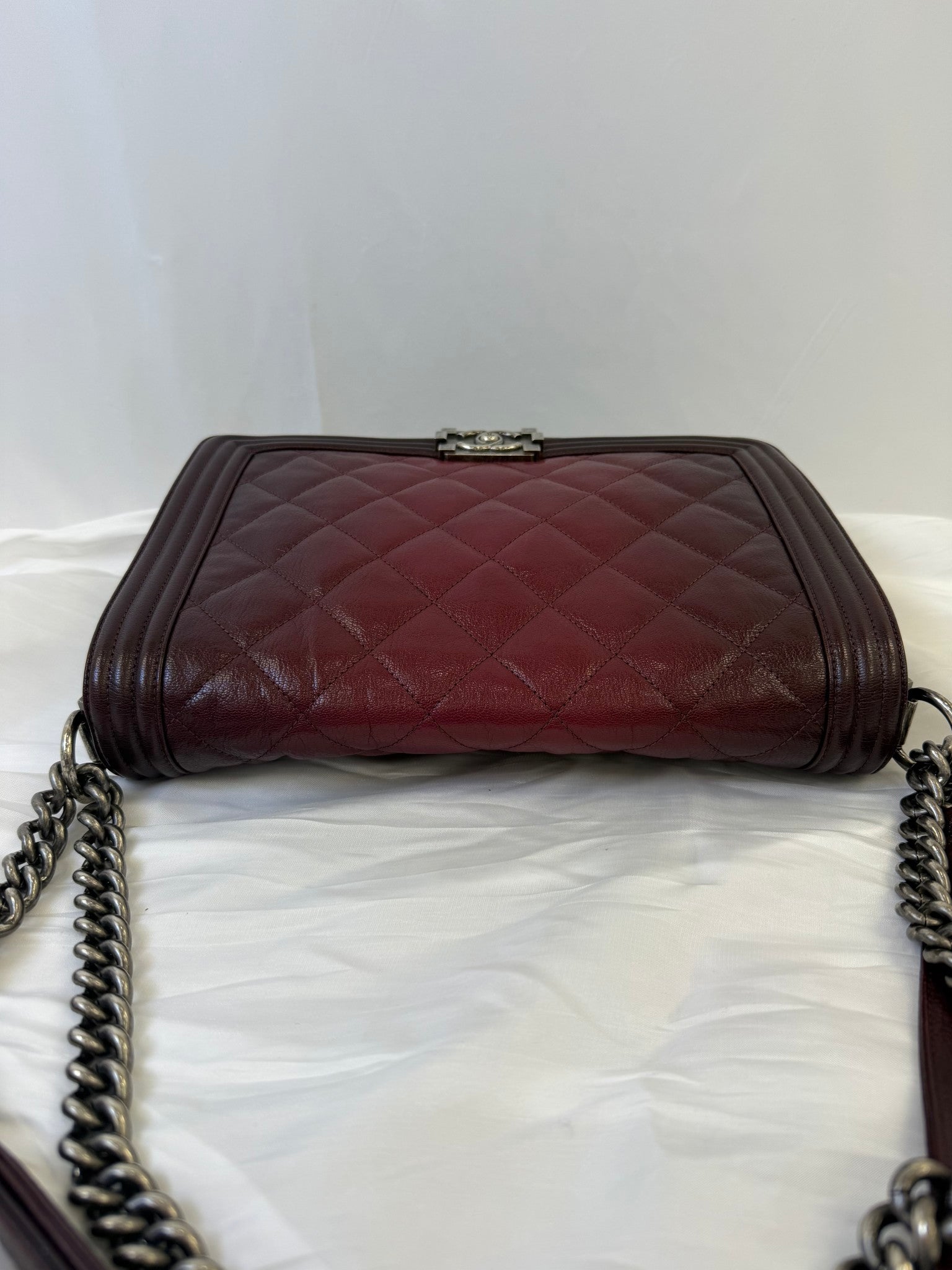 Chanel Oxblood Ombre Calfskin Boy Bag
