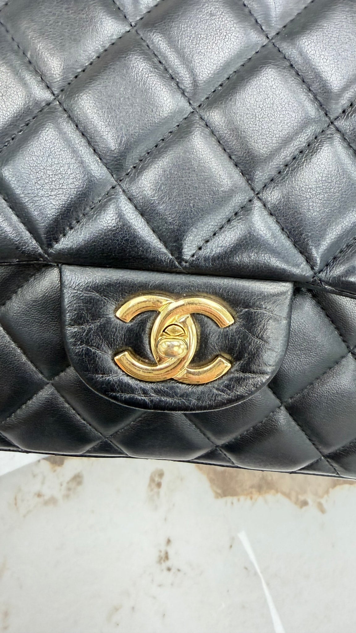 Chanel Black Quilted Lambskin Leather Maxi Flap Bag
