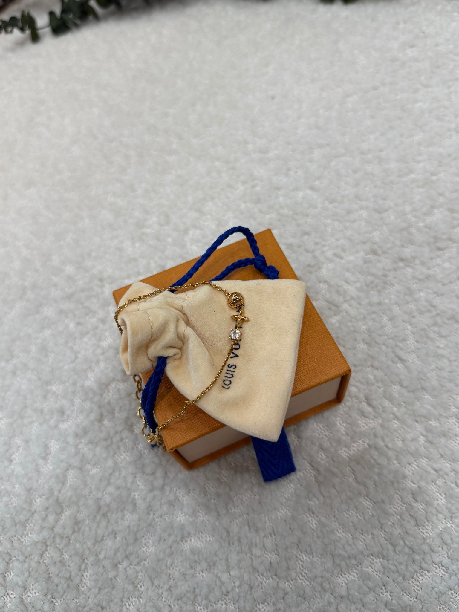 Louis Vuitton Blossom Logo Monogram Gold Tone Bracelet 