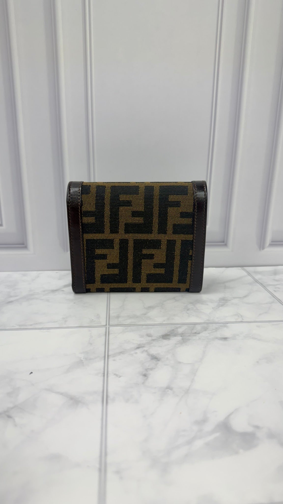 LIKE NEW - Fendi Brown Zucca Canvas Trifold Wallet 