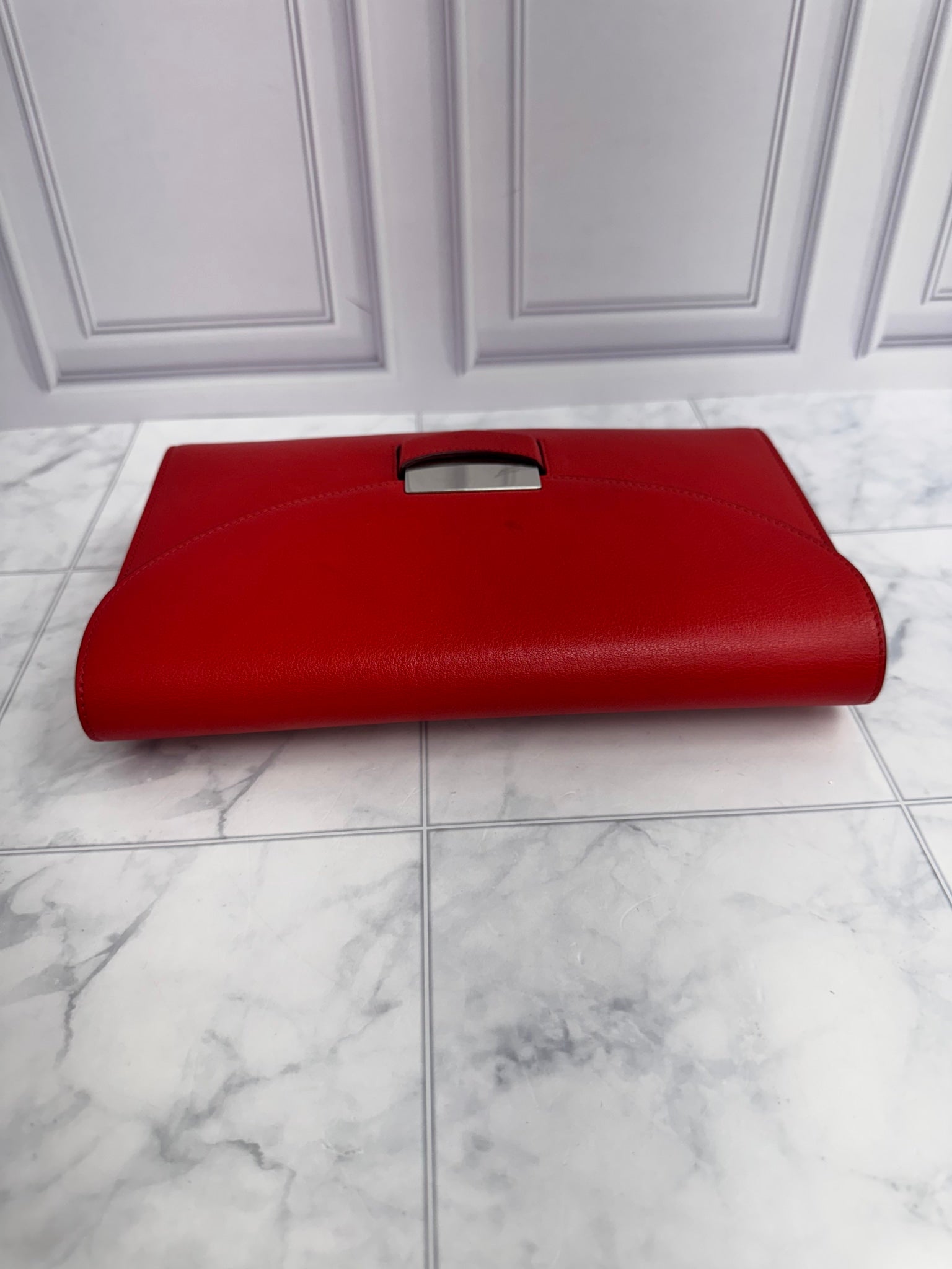 Celine Red Leather Trotteur Clutch Bag