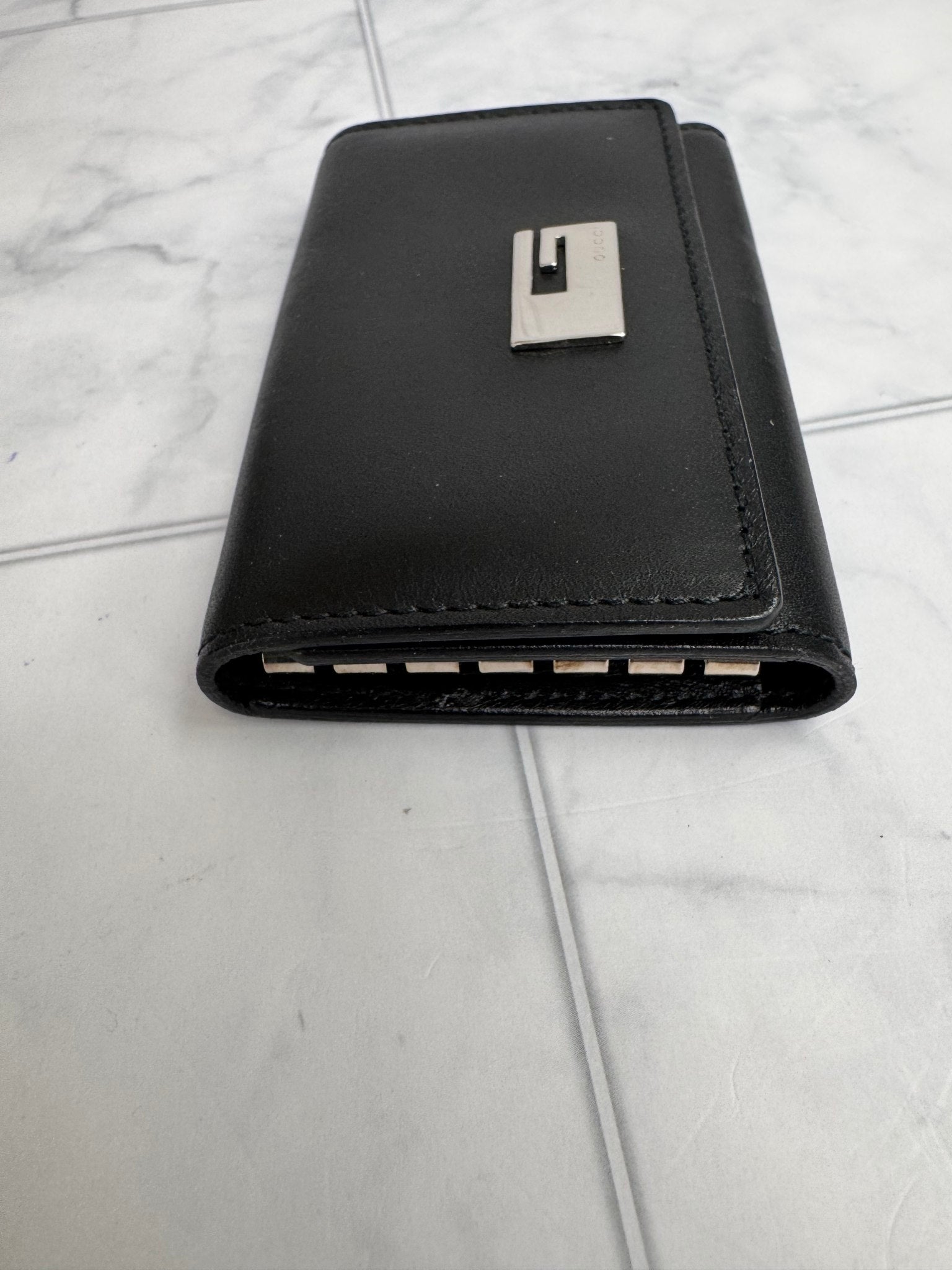 Gucci Black Leather G Emblem Key Case