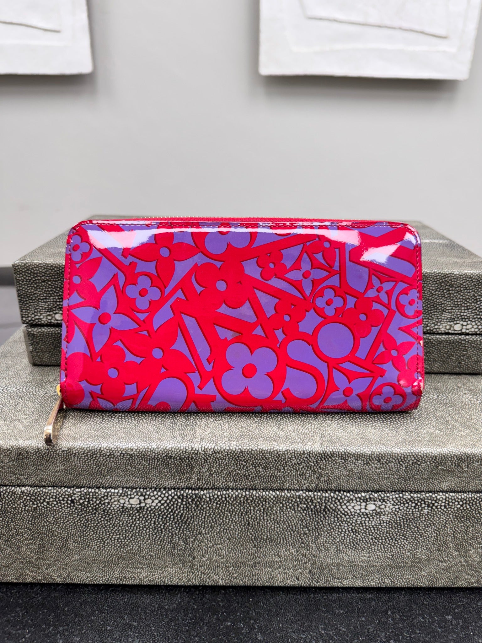 Louis Vuitton Red And Purple Vernis Rose Indian Sweet Zippy Wallet
