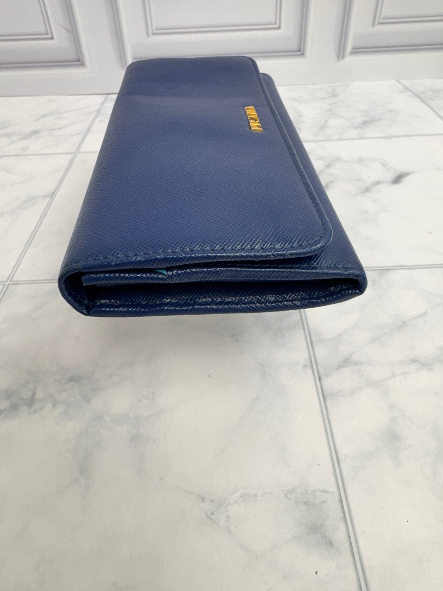 Prada Blue Saffiano Leather Long Wallet