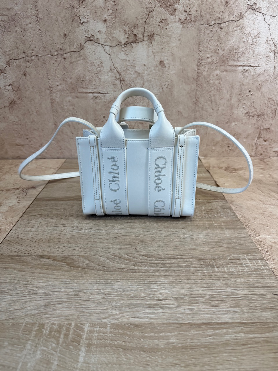 LIKE NEW Chloe White Leather 2Way Mini Tote