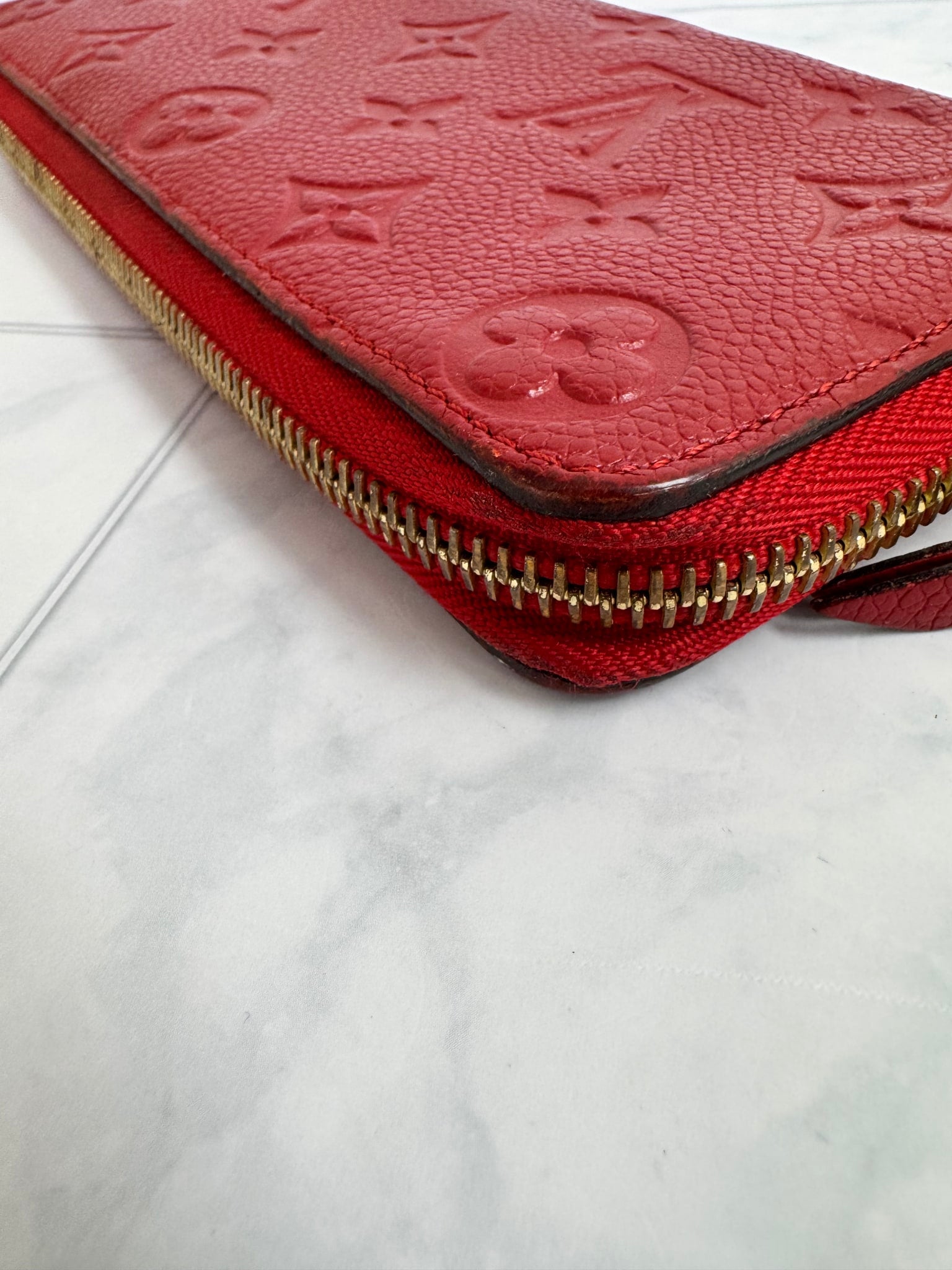 Louis Vuitton Red Empreinte Clemence Long Zippy Wallet